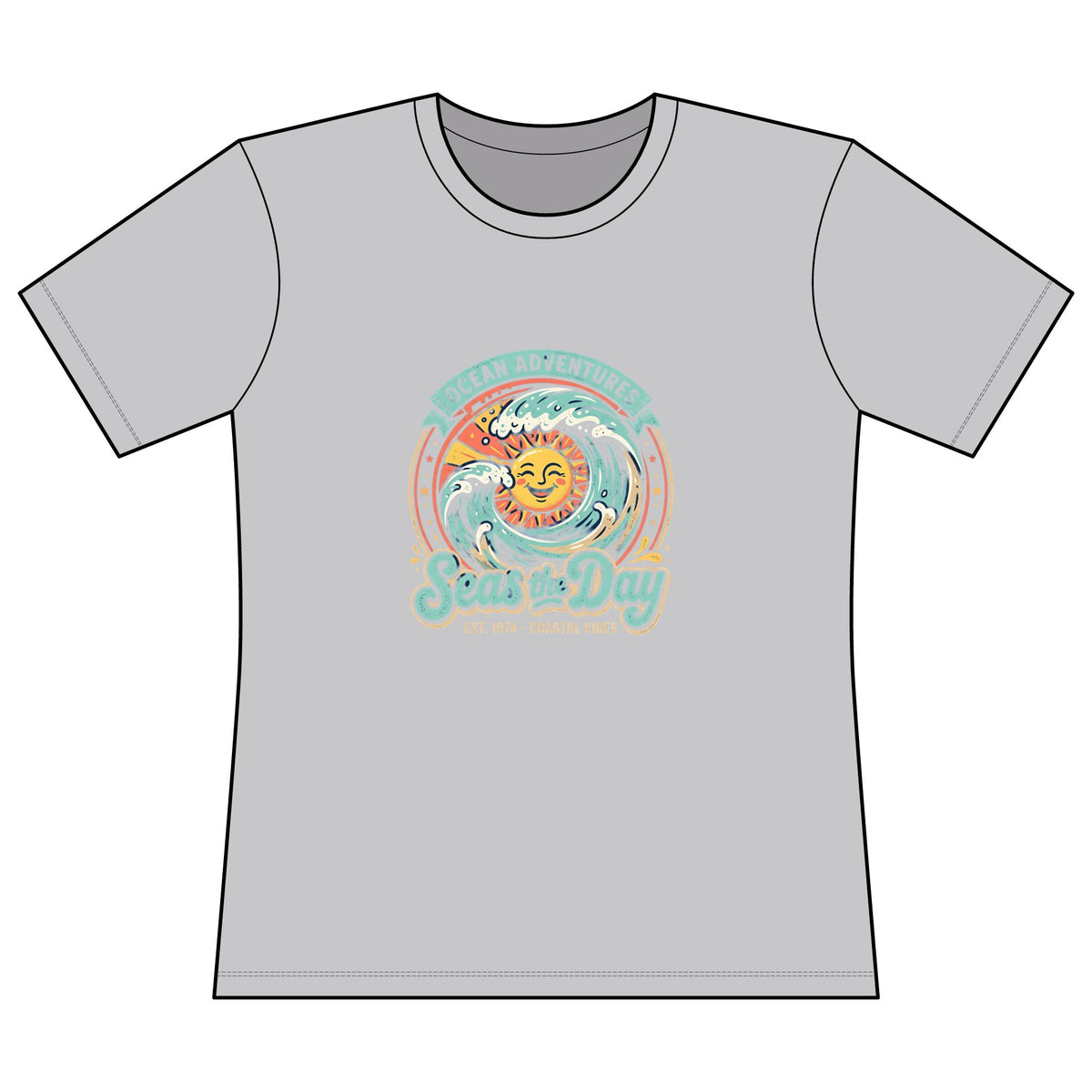 Women’s Fitted Concert Tee — Sunrise Seashells Graphic