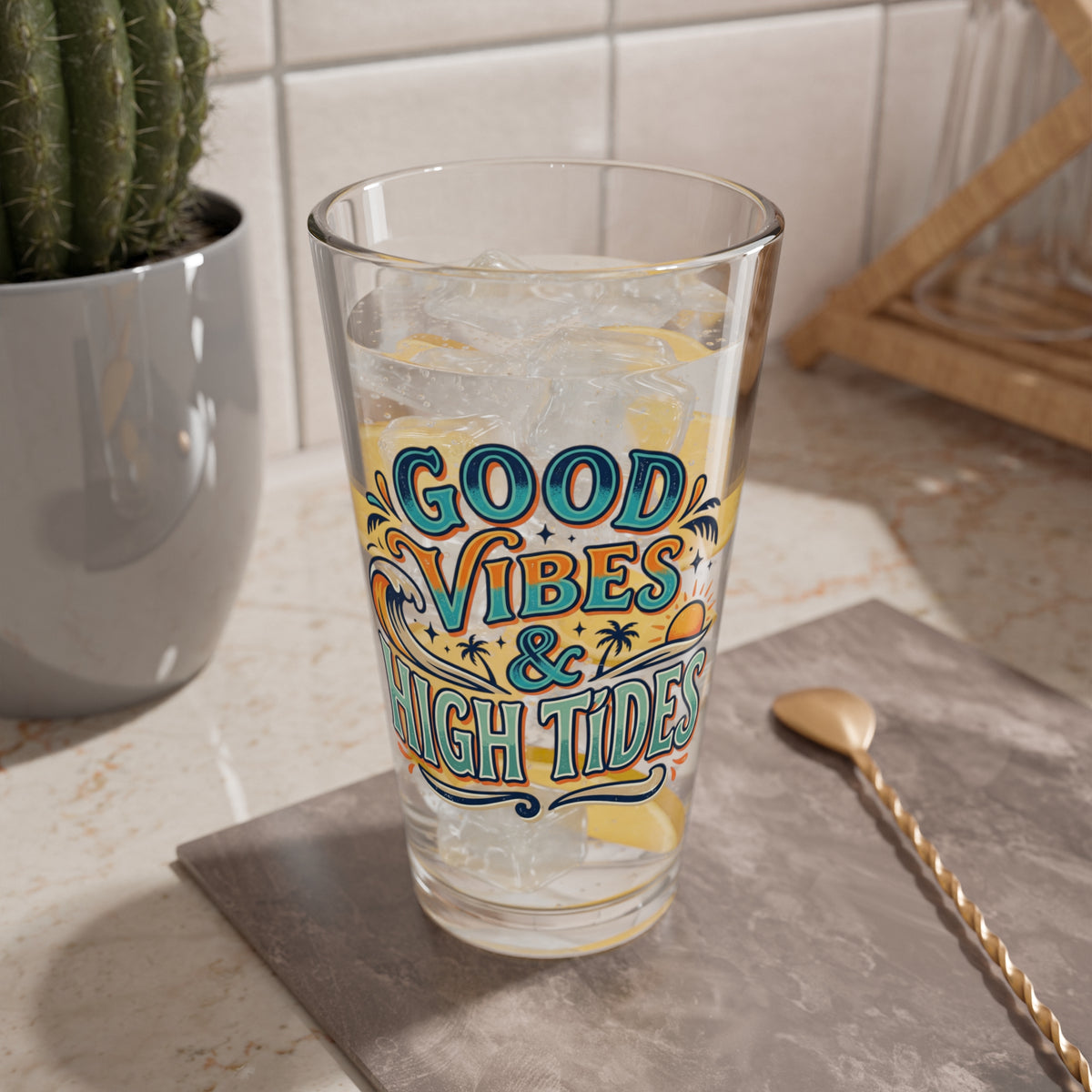 Good Vibes & High Tides Mixing Glass