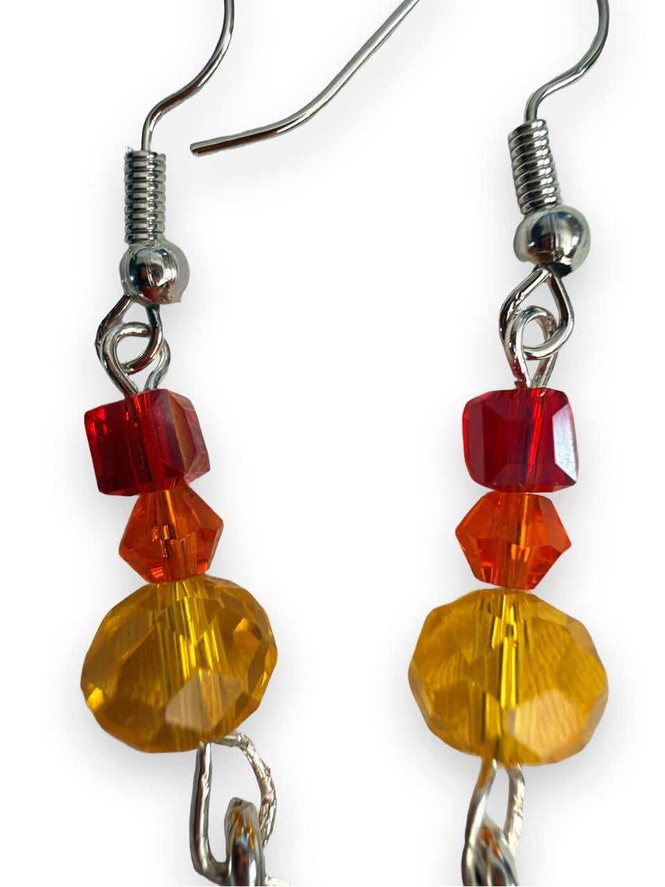 Harvest Souls Collection - Autumn Ember Leaf Earrings - Handmade Fall Beaded Dangle
