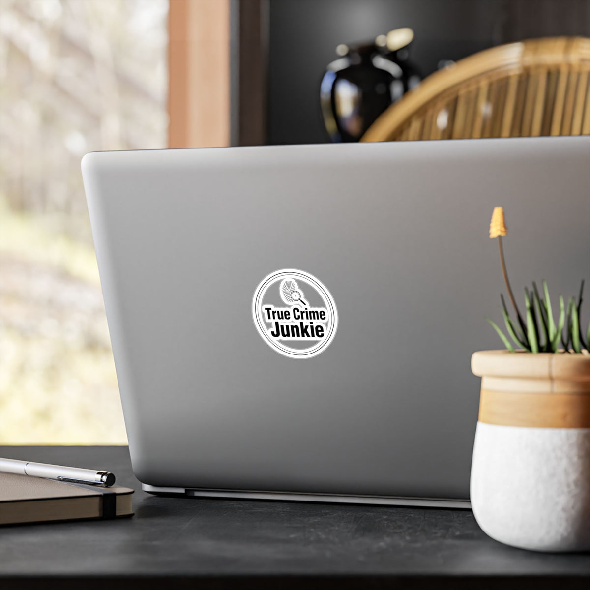 True Crime Junkie Vinyl Sticker — Kiss-Cut Decal