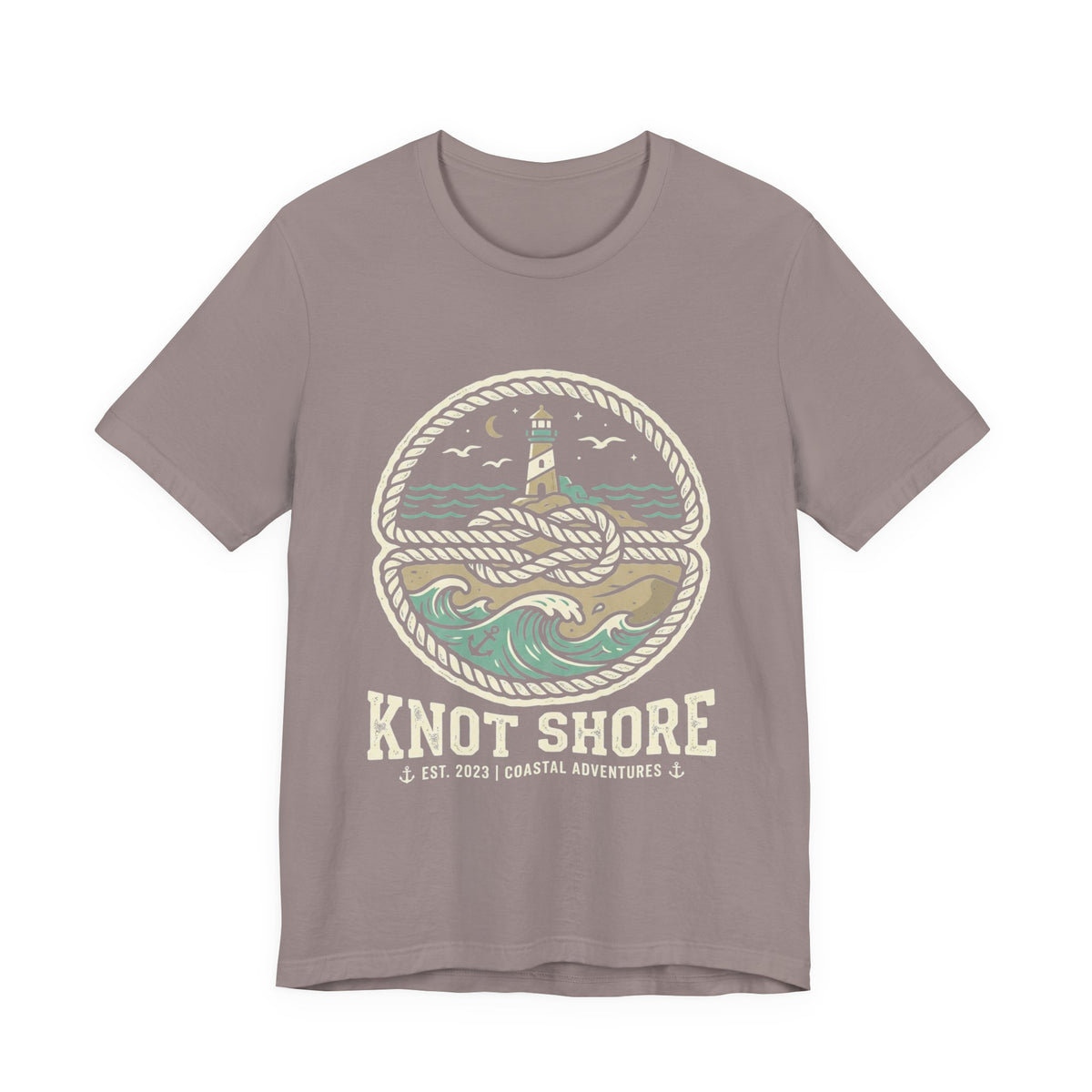 Knot Shore lighthouse rope waves T-Shirt | Coastal graphic tee