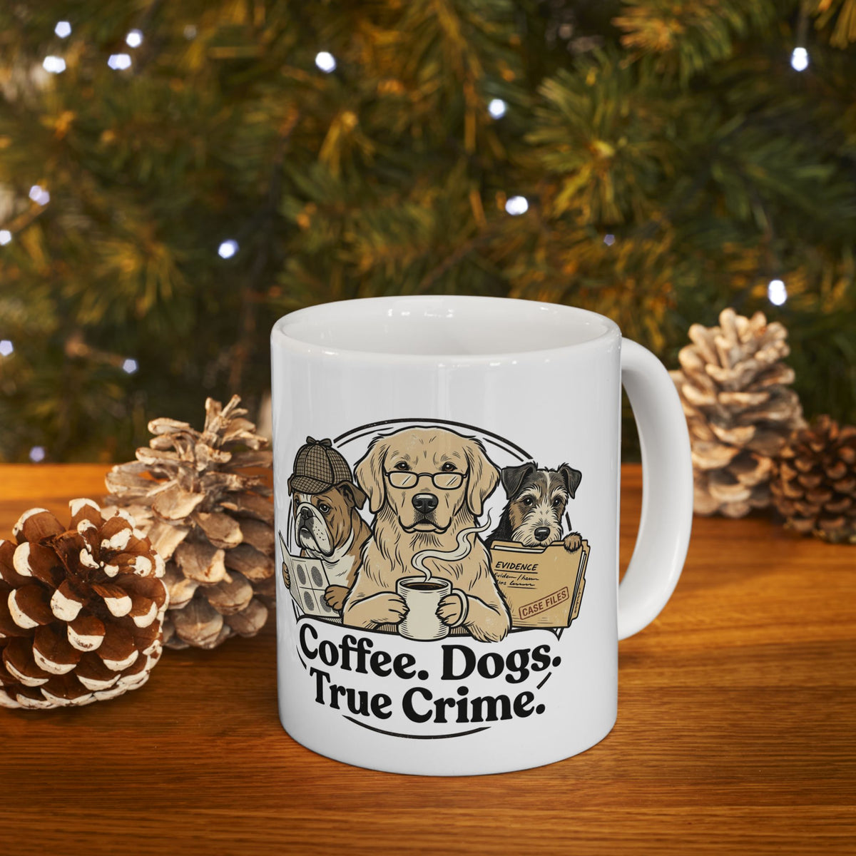 Bulldog Coffee Mug – 'Coffee: A True Detective' Ceramic Mug (11oz, 15oz)