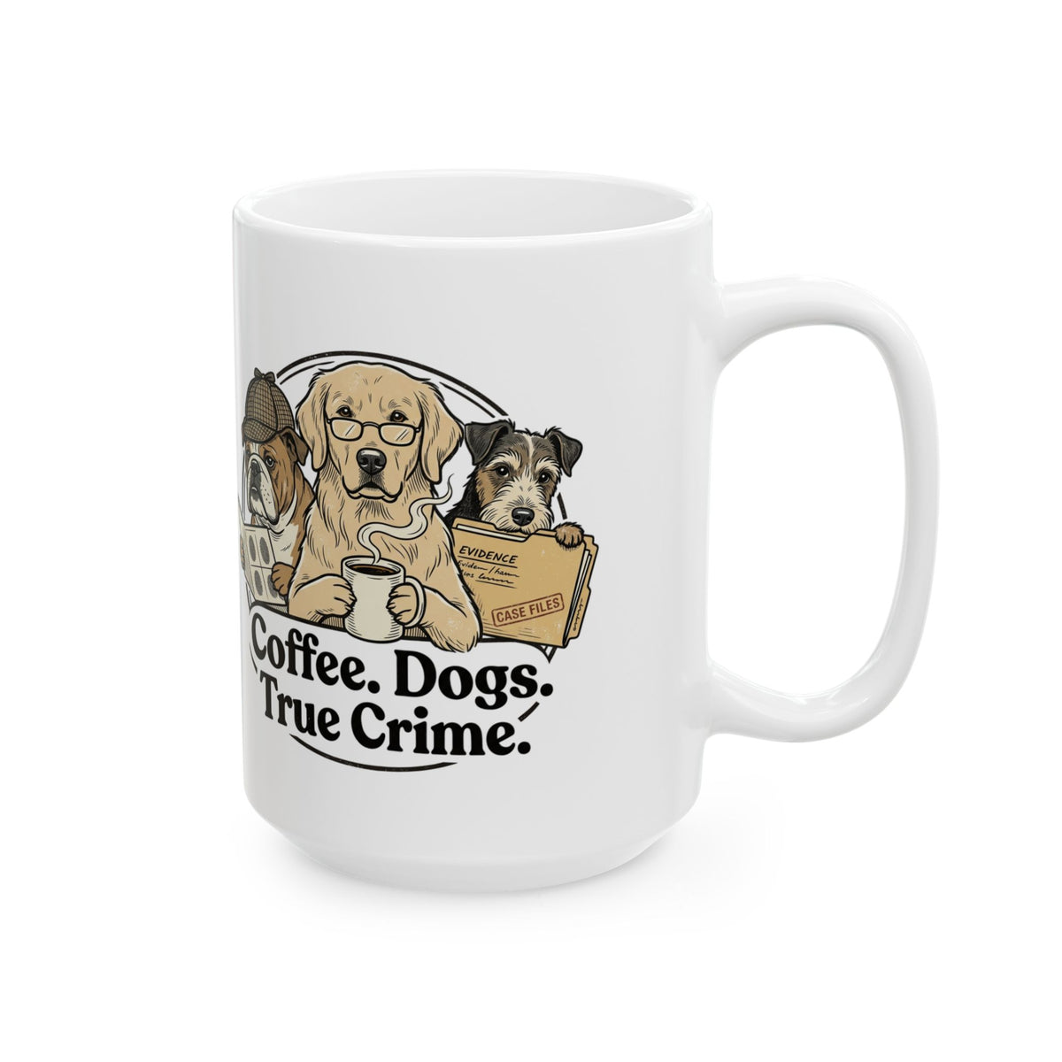 Bulldog Coffee Mug – 'Coffee: A True Detective' Ceramic Mug (11oz, 15oz)
