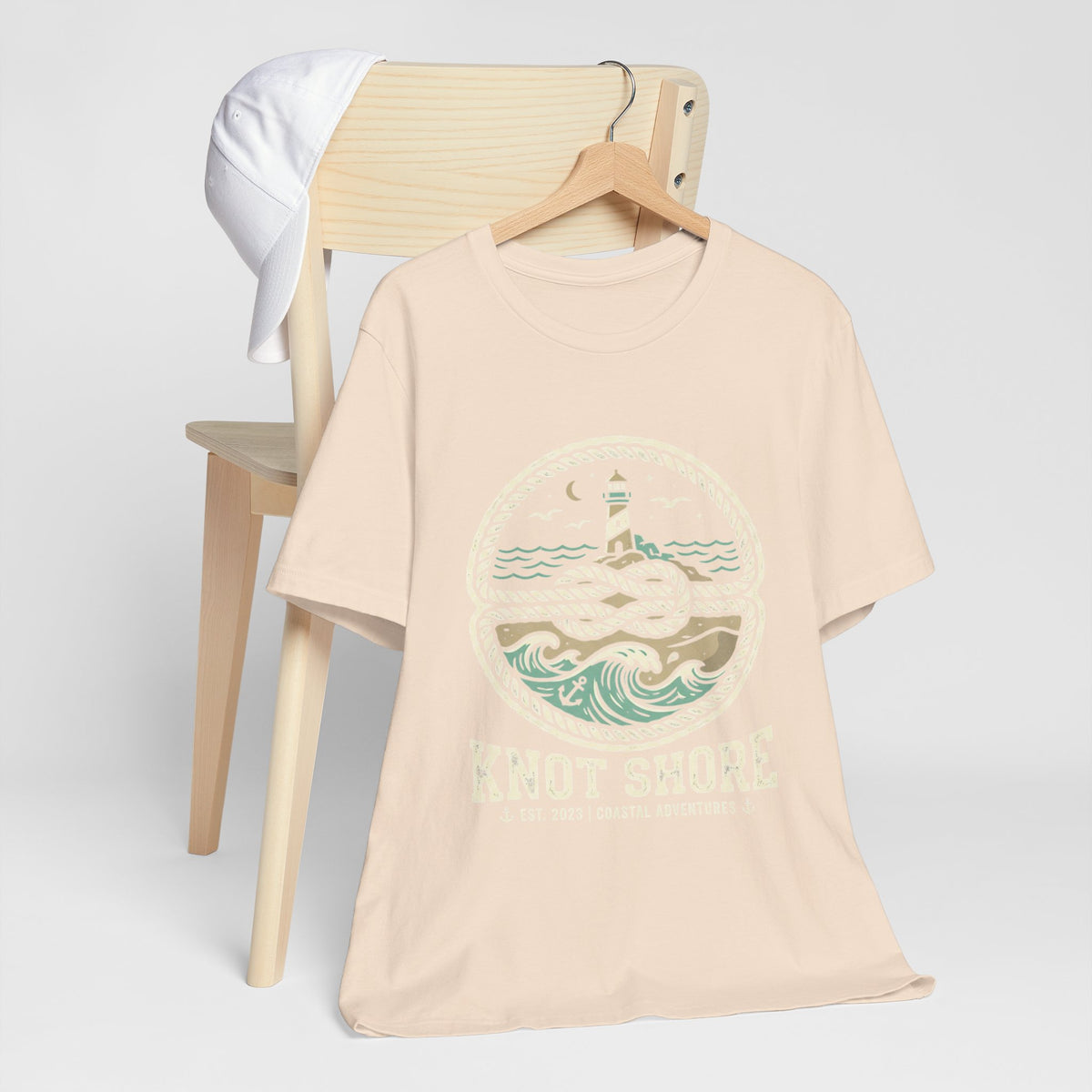 Knot Shore lighthouse rope waves T-Shirt | Coastal graphic tee