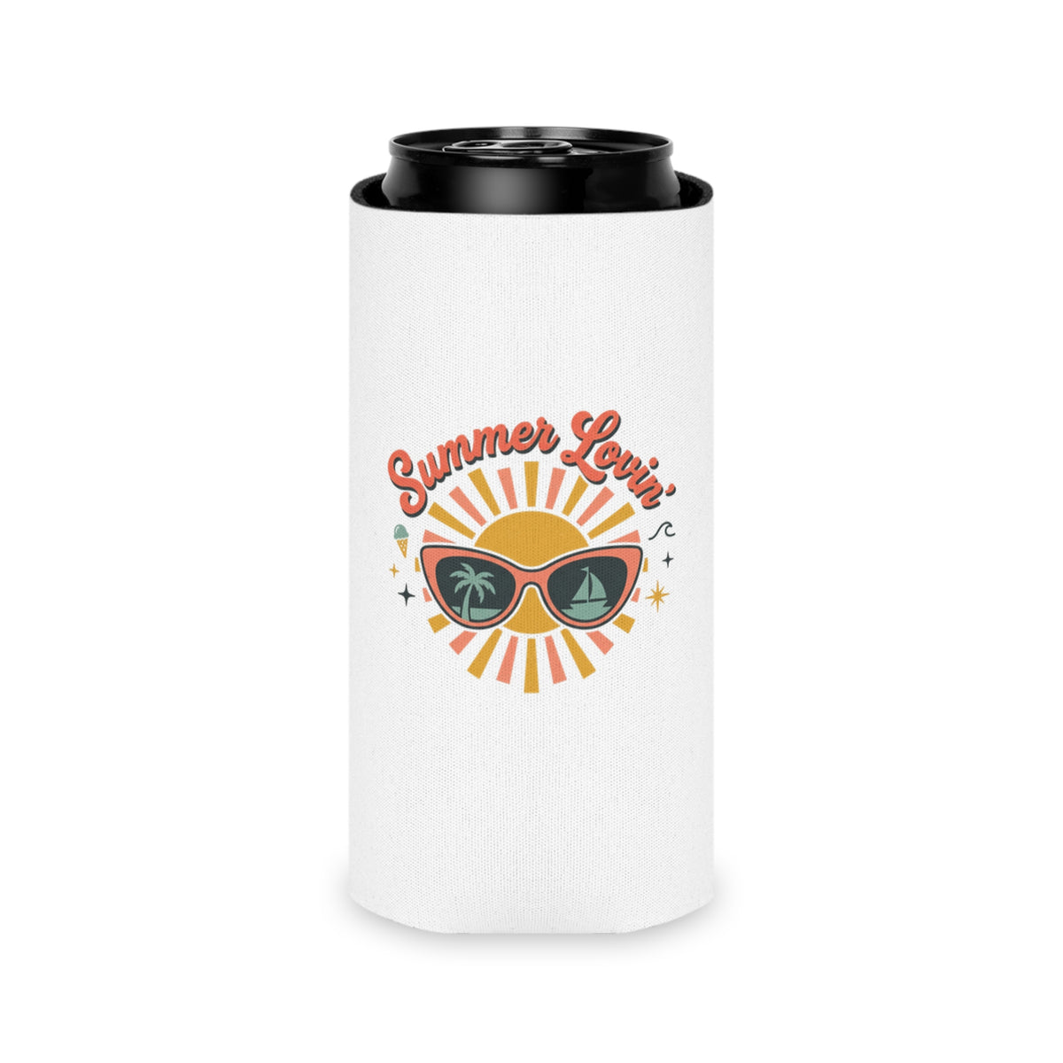 Can Cooler - "Summer Lovin'" Sunshine Sunglasses Drink Koozie