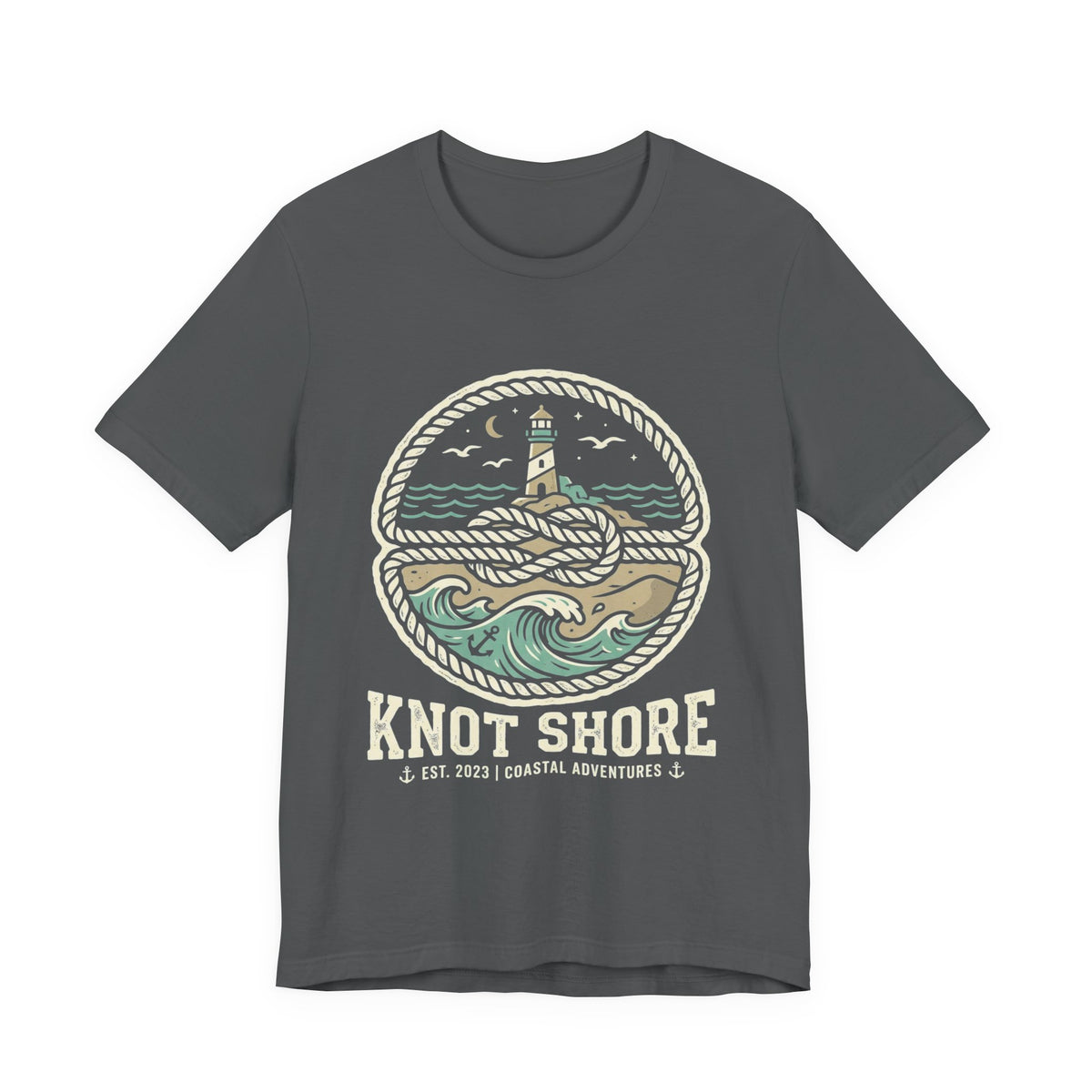 Knot Shore lighthouse rope waves T-Shirt | Coastal graphic tee