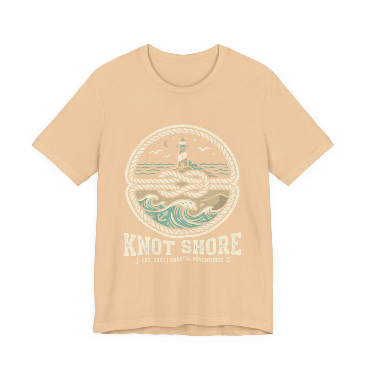 Knot Shore lighthouse rope waves T-Shirt | Coastal graphic tee