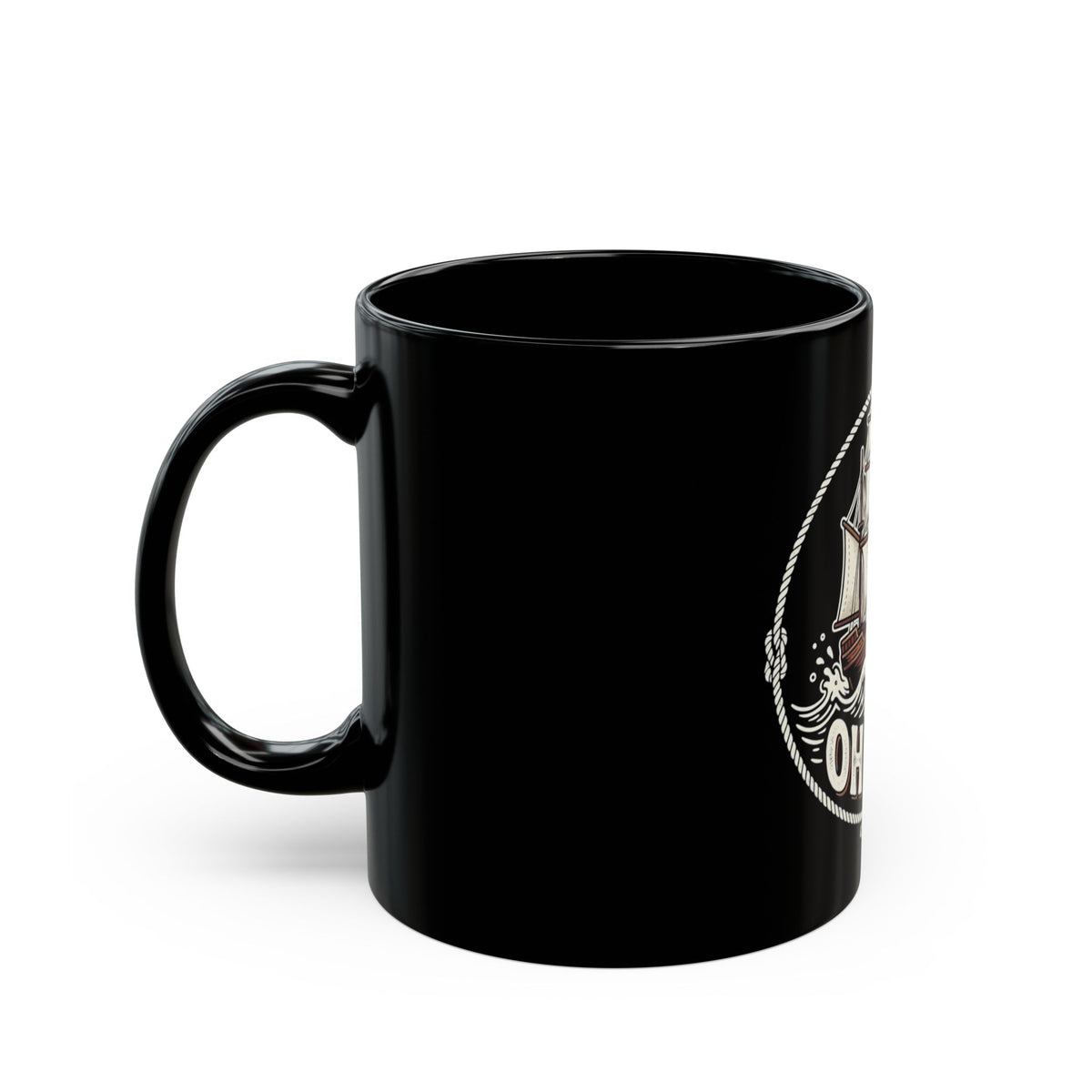 Oh Ship Mug — Nautical Sailing Coffee Cup (Black, 11oz/15oz)