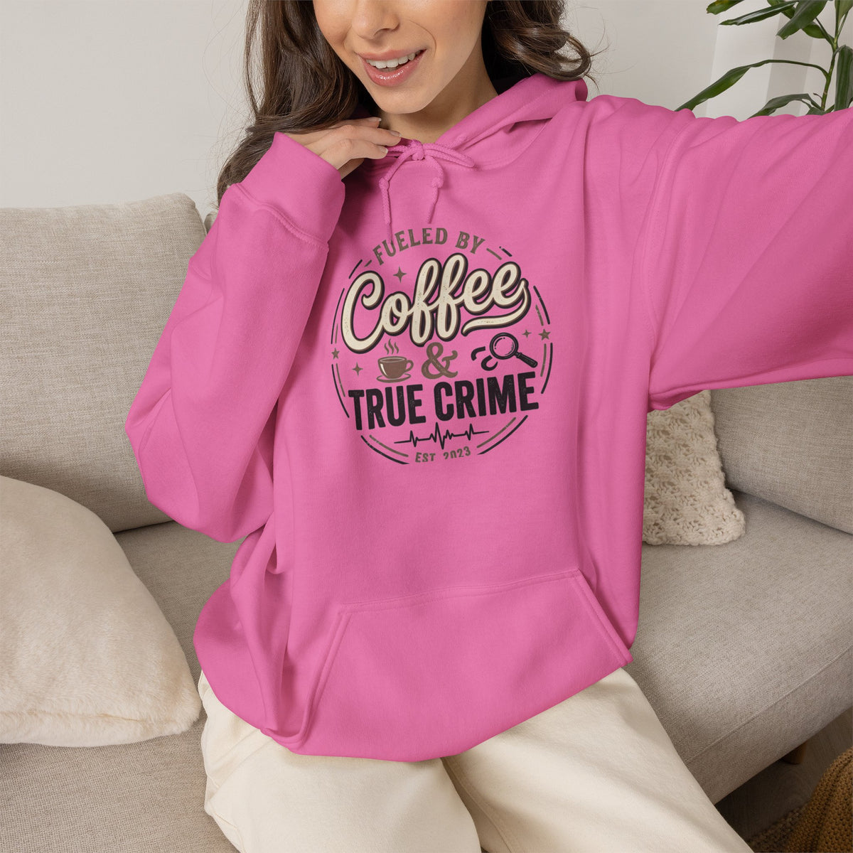 True Crime & Coffee Hoodie — 'Fueled by Coffee & True Crime' Pullover