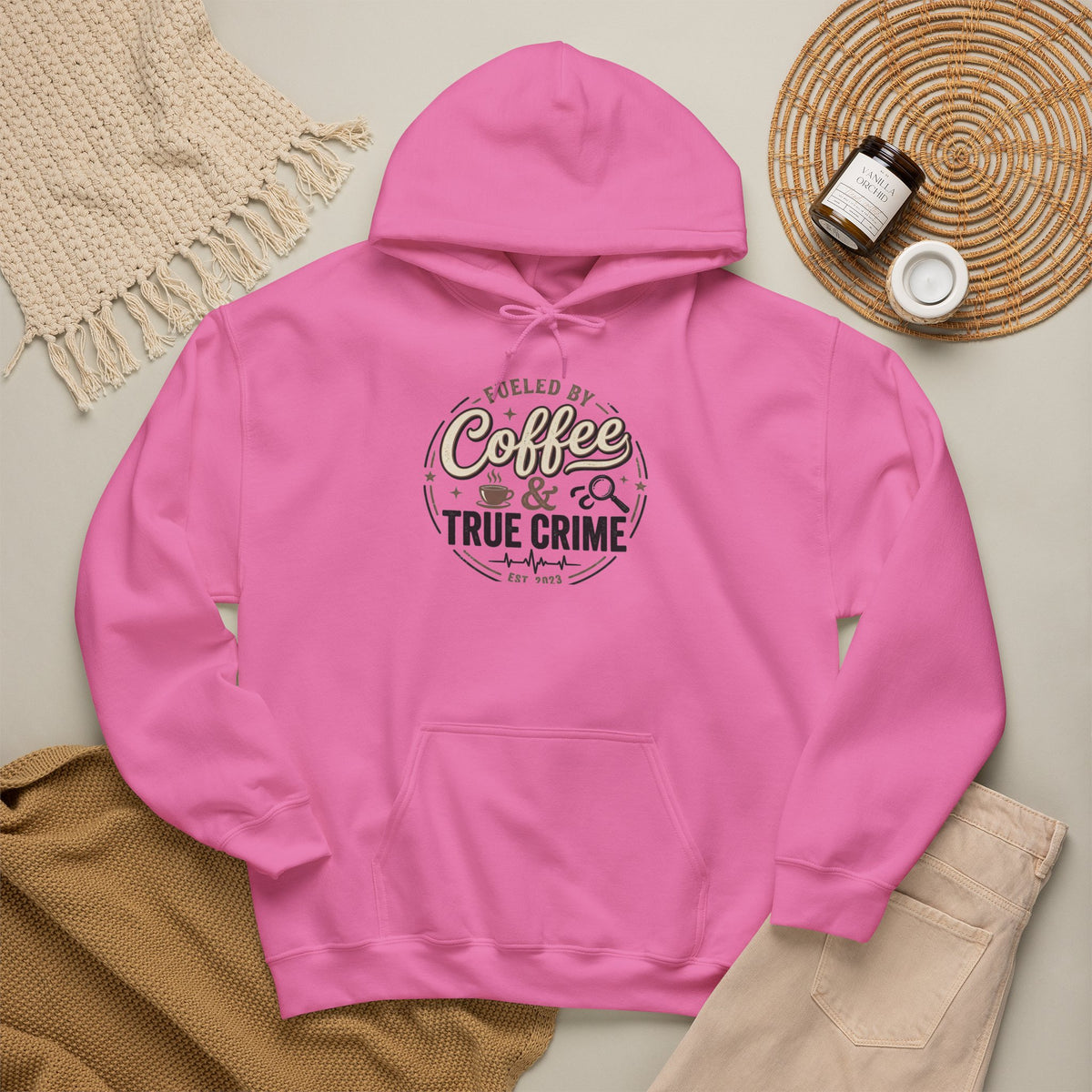 True Crime & Coffee Hoodie — 'Fueled by Coffee & True Crime' Pullover