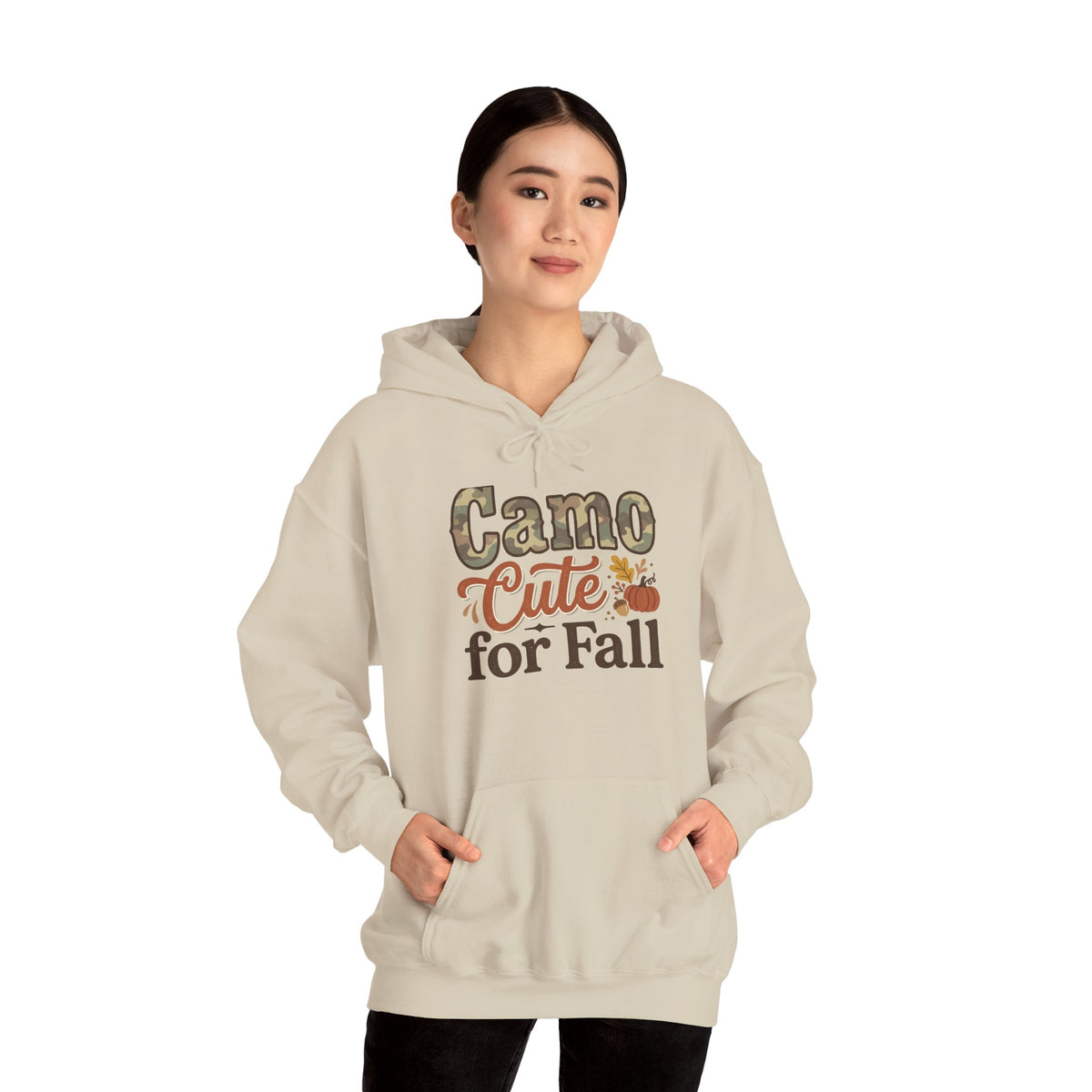 Camo Cute for Fall Hoodie — Autumn Camo Graphic Pullover for Women & Kids