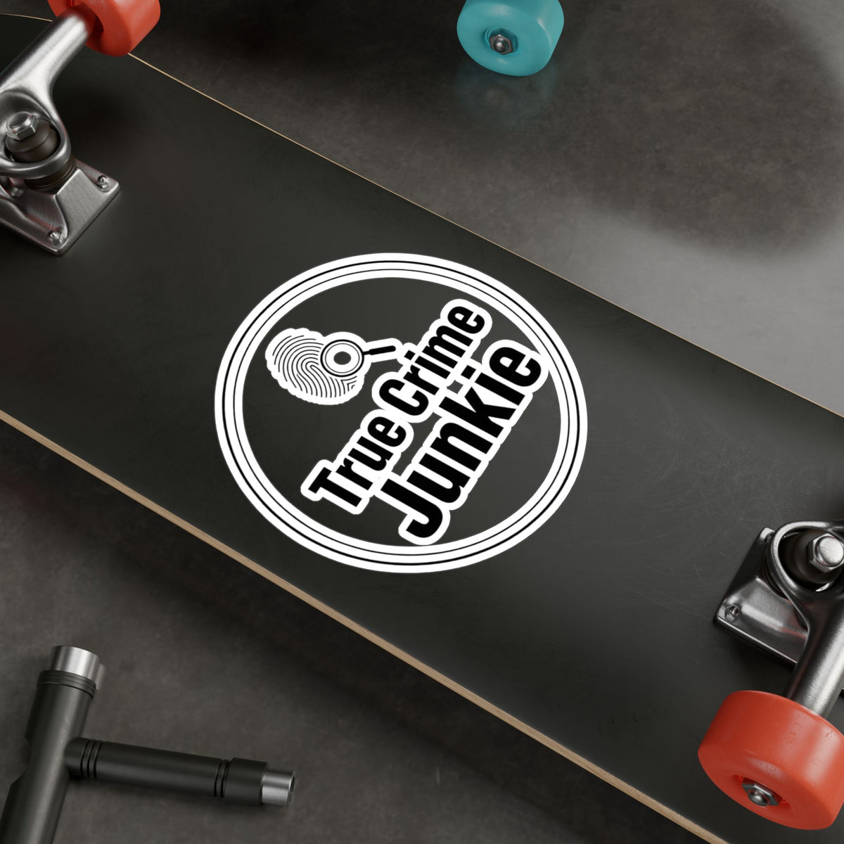 True Crime Junkie Vinyl Sticker — Kiss-Cut Decal