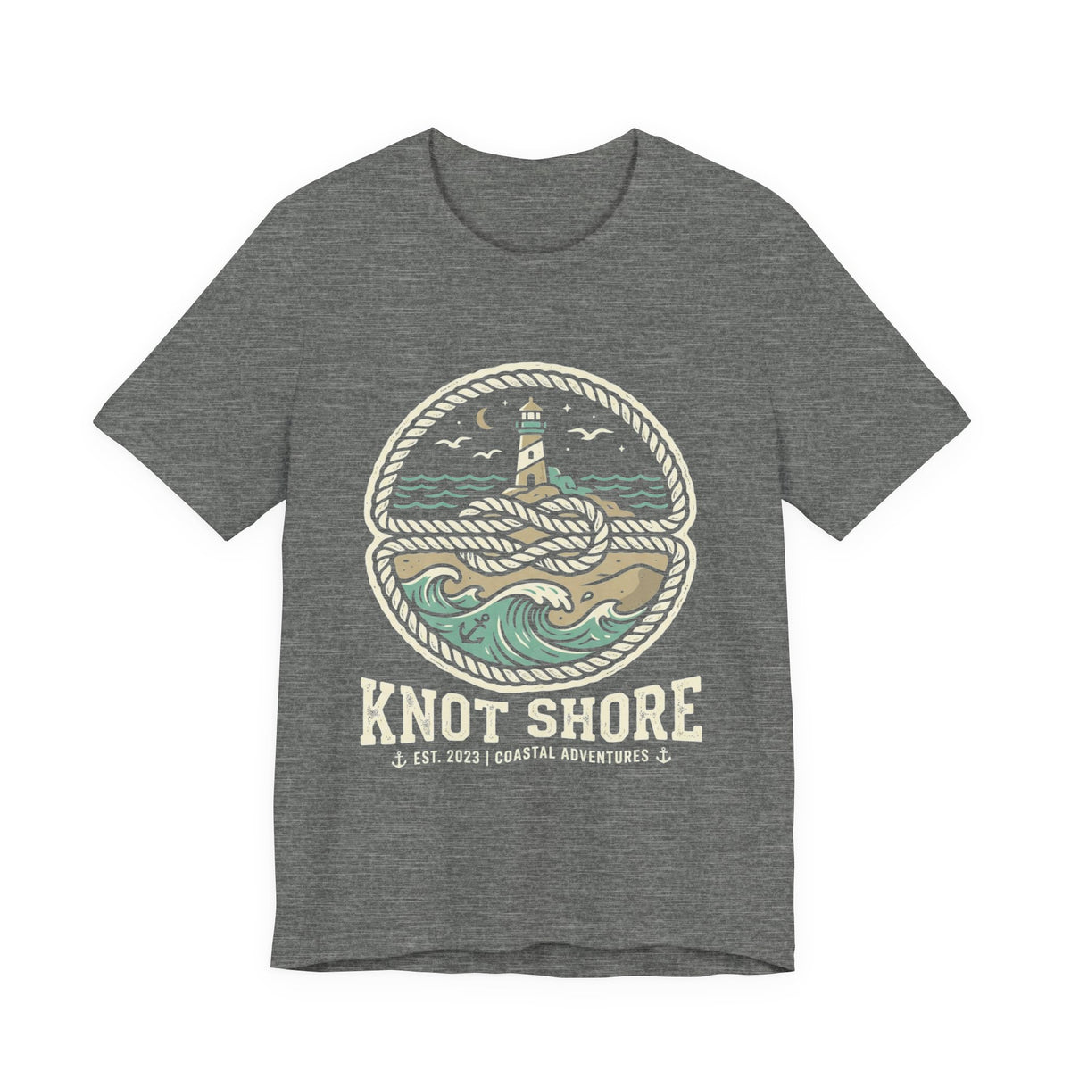 Knot Shore lighthouse rope waves T-Shirt | Coastal graphic tee