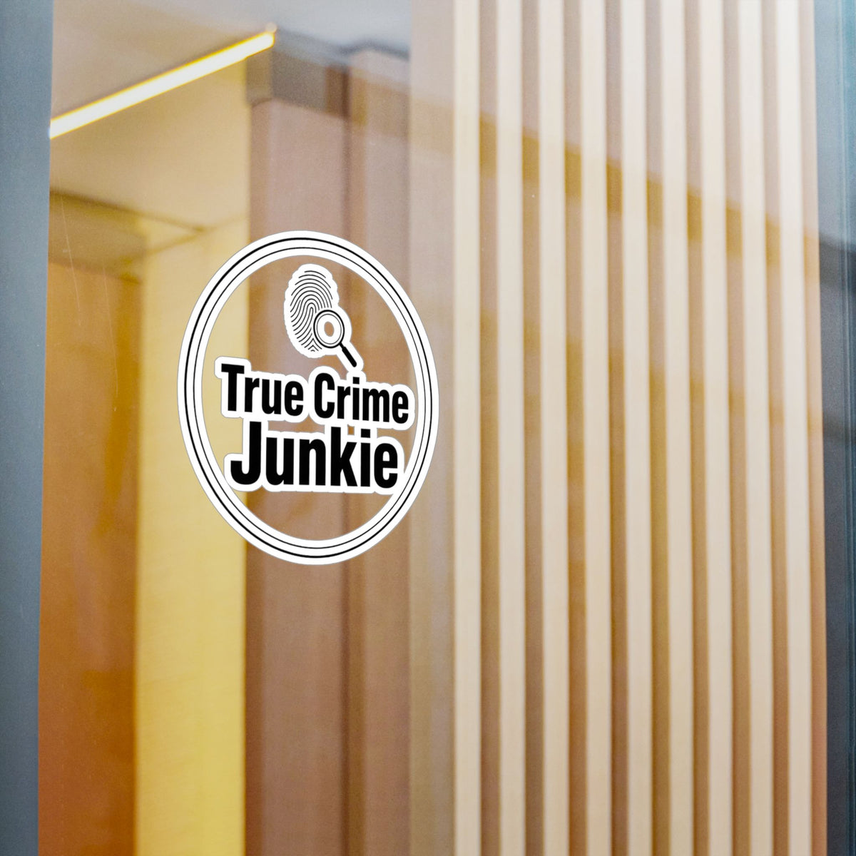 True Crime Junkie Vinyl Sticker — Kiss-Cut Decal