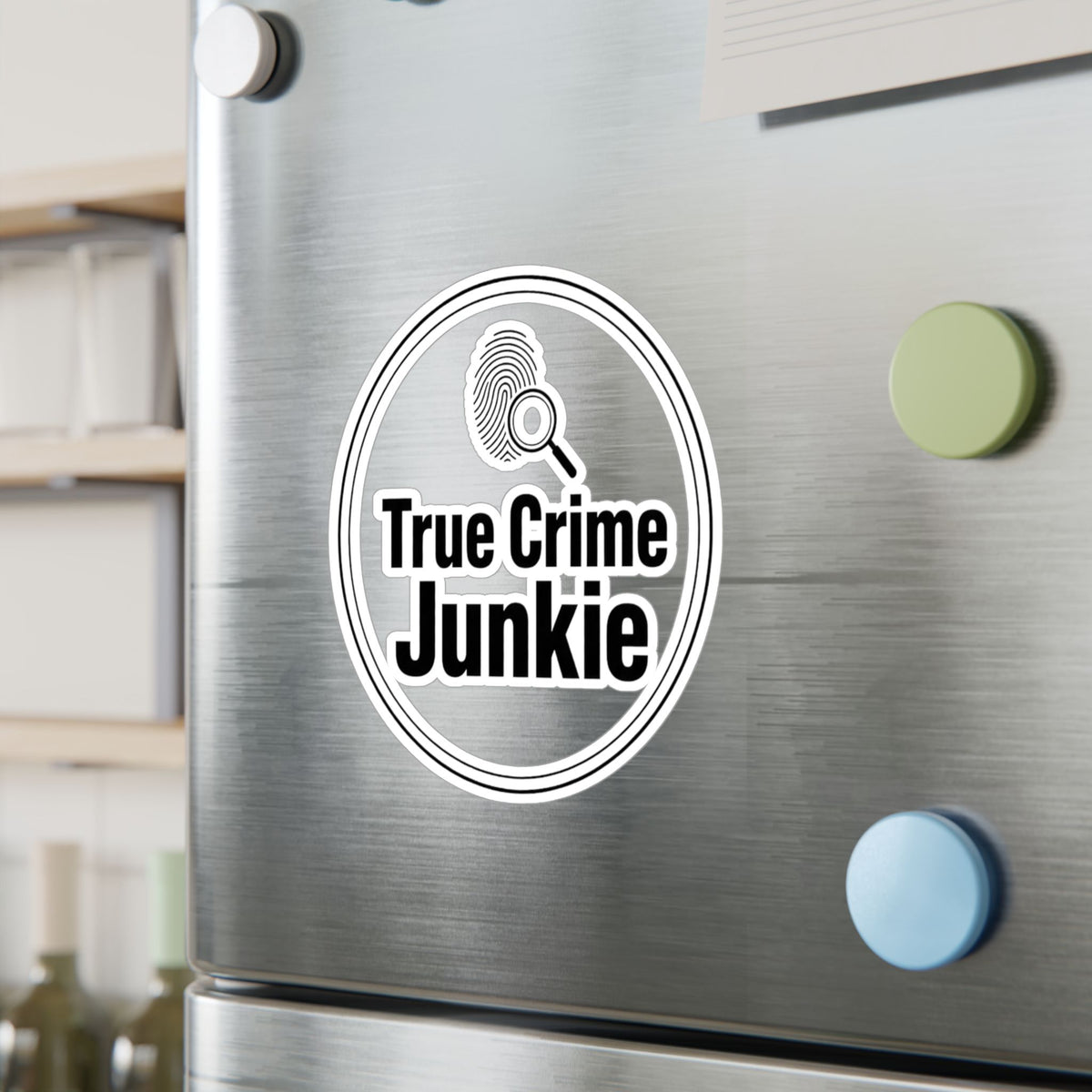 True Crime Junkie Vinyl Sticker — Kiss-Cut Decal