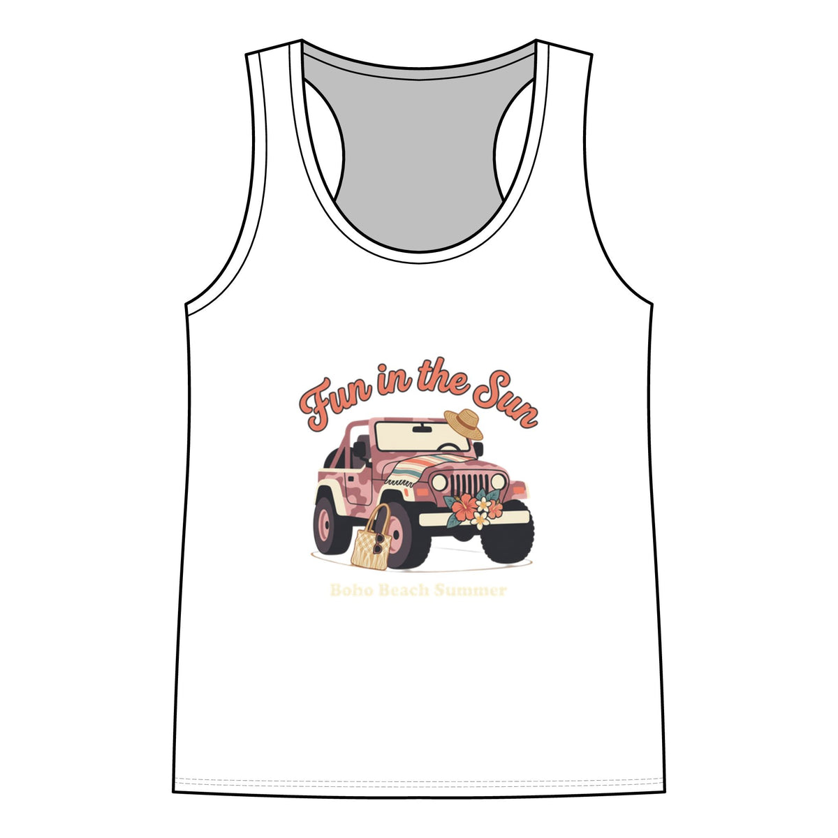 Fun in the Sun Jeep Tank Top — Women's Summer Beach Racerback