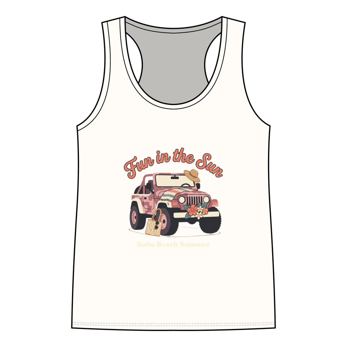 Fun in the Sun Jeep Tank Top — Women's Summer Beach Racerback