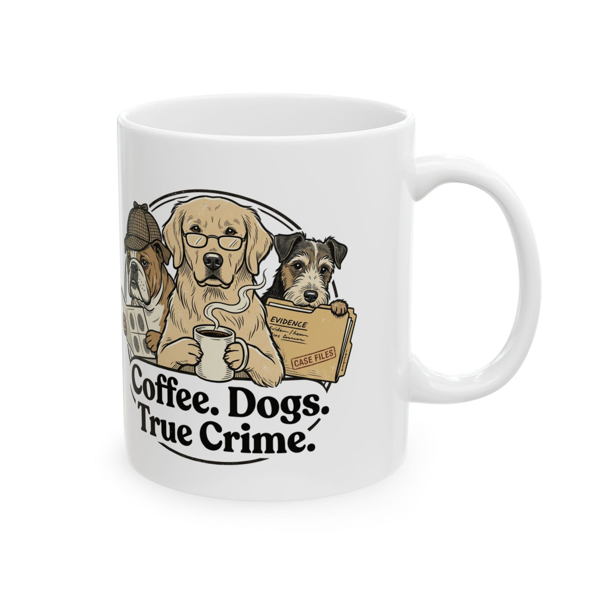 Bulldog Coffee Mug – 'Coffee: A True Detective' Ceramic Mug (11oz, 15oz)