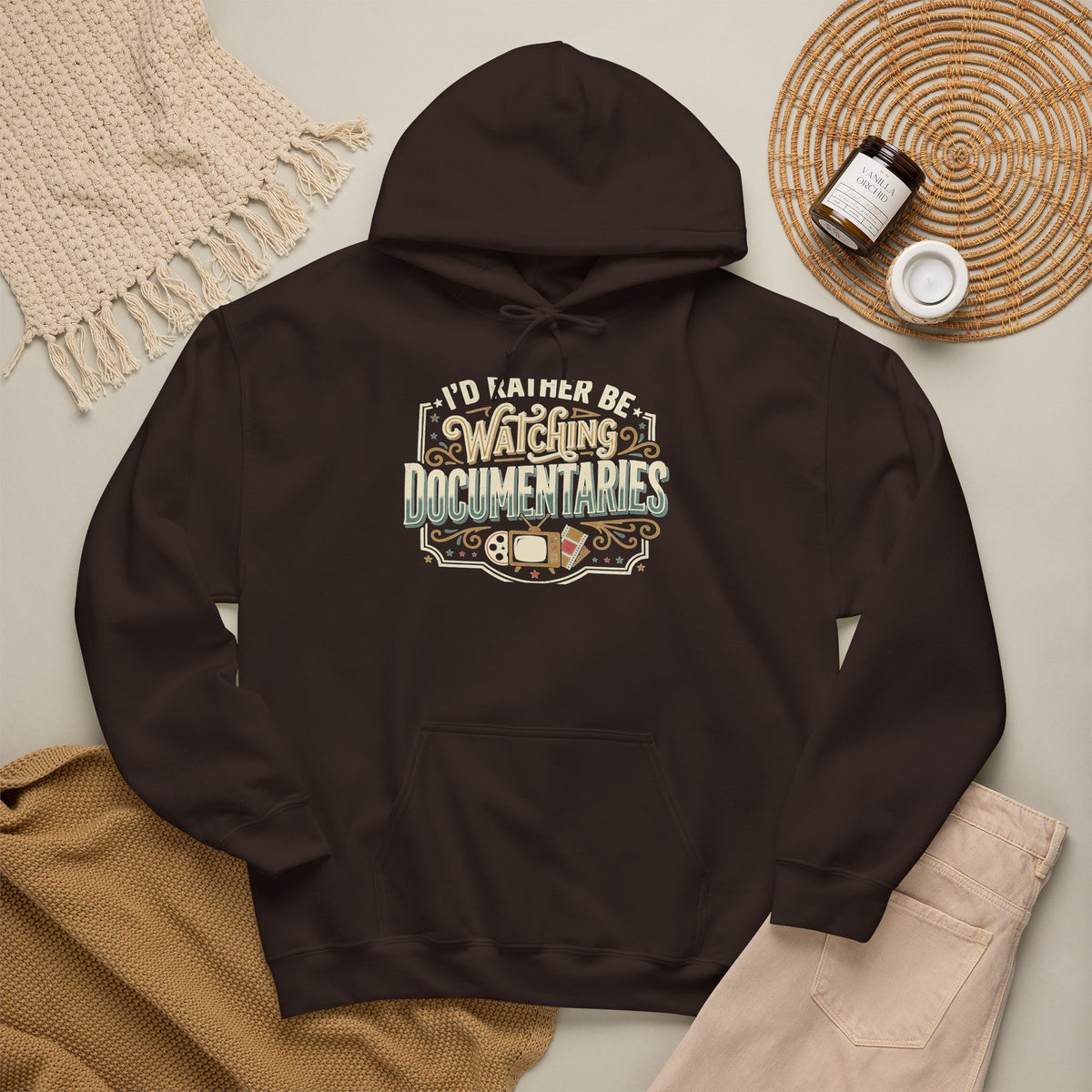 Documentary Lover Hoodie — "I'd Rather Be Watching Documentaries" Vintage Crewneck