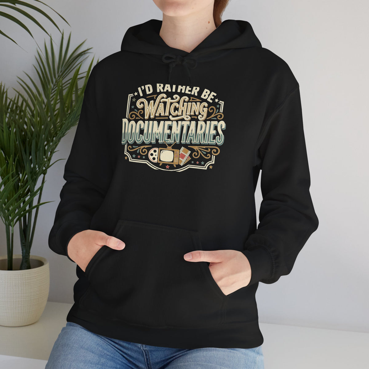 Documentary Lover Hoodie — "I'd Rather Be Watching Documentaries" Vintage Crewneck