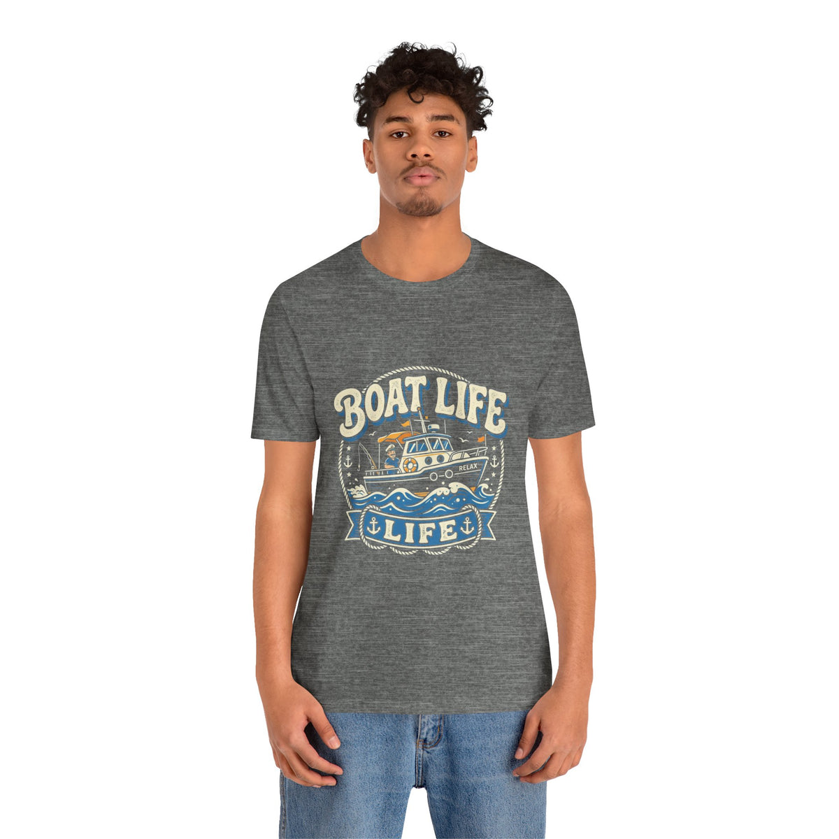 Boat Life T-Shirt — Vintage Nautical Crew Tee ("Boat Life")
