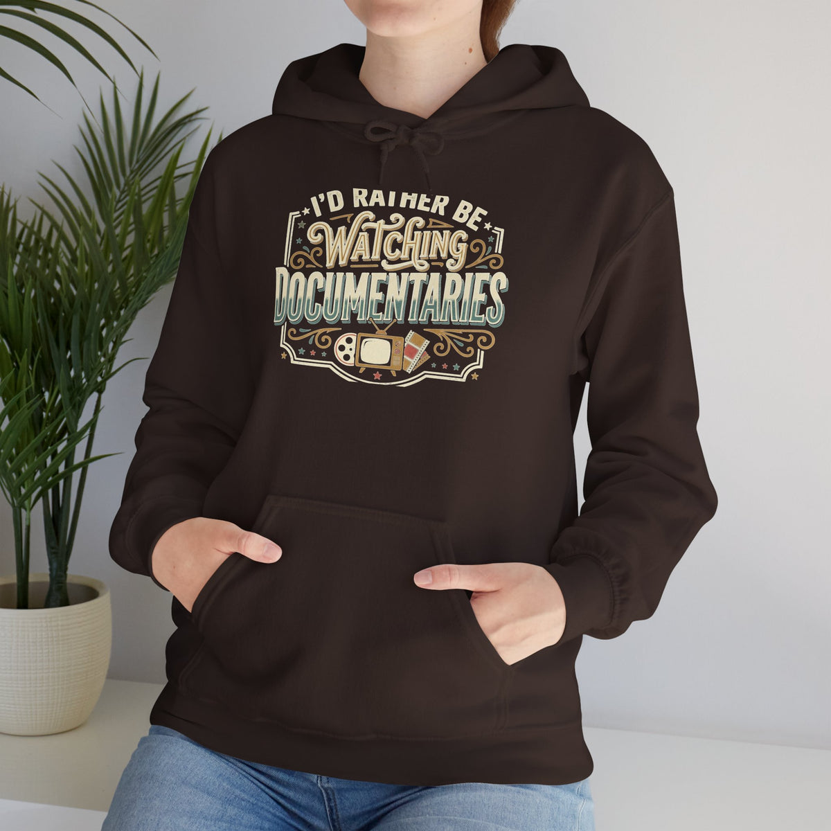 Documentary Lover Hoodie — "I'd Rather Be Watching Documentaries" Vintage Crewneck