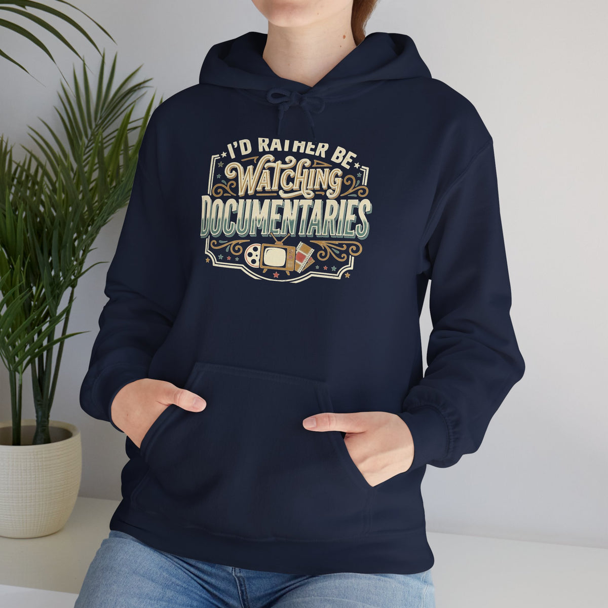 Documentary Lover Hoodie — "I'd Rather Be Watching Documentaries" Vintage Crewneck