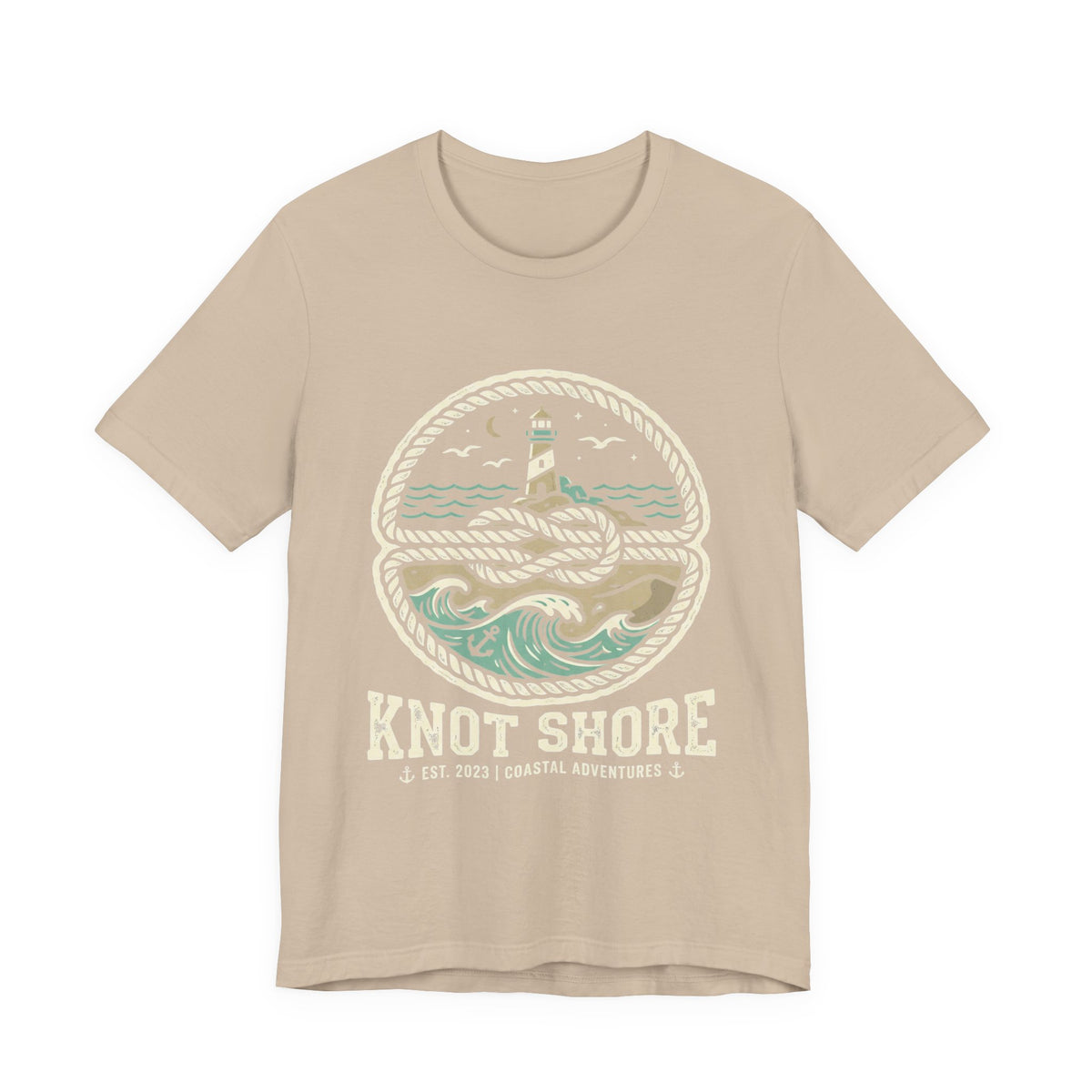 Knot Shore lighthouse rope waves T-Shirt | Coastal graphic tee