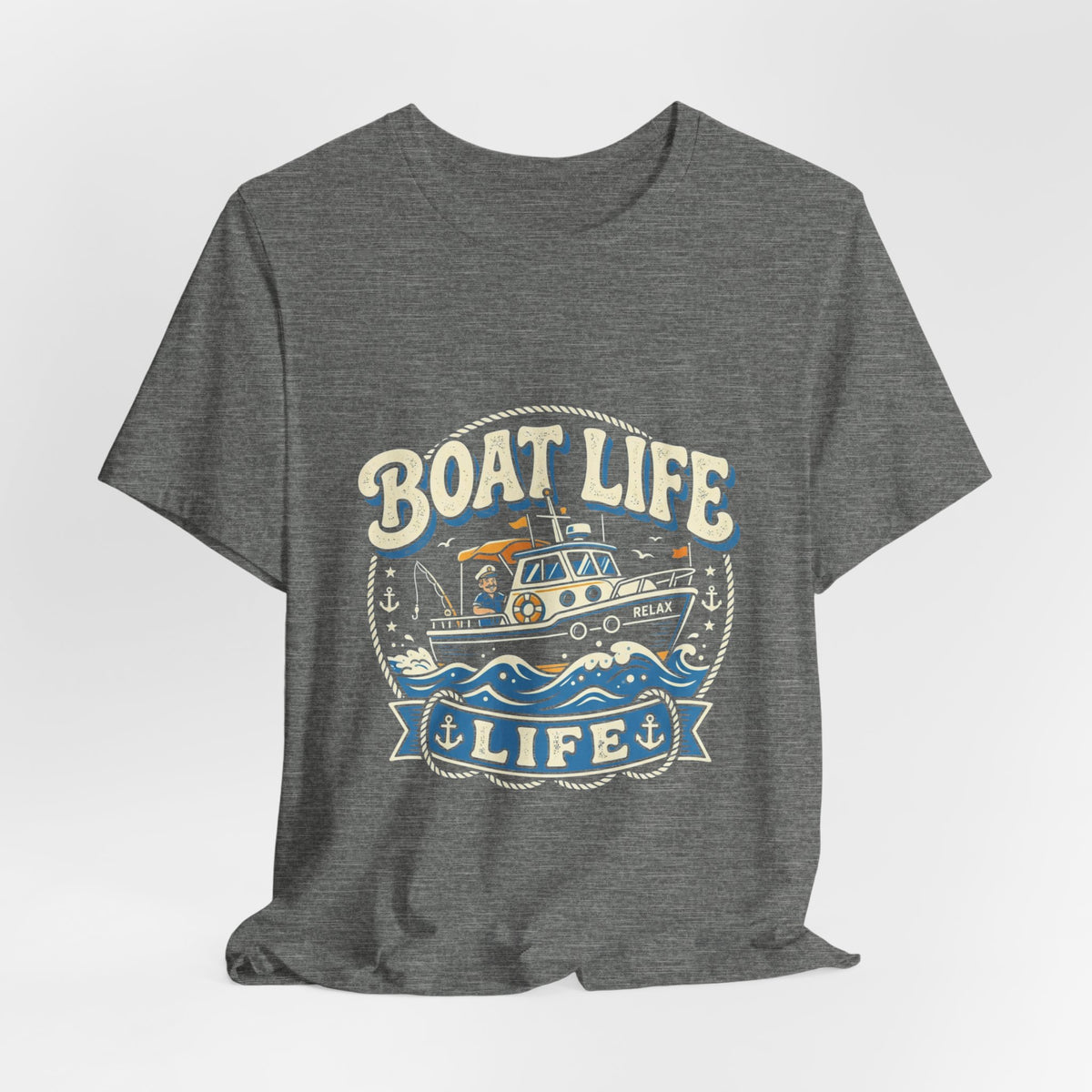 Boat Life T-Shirt — Vintage Nautical Crew Tee ("Boat Life")