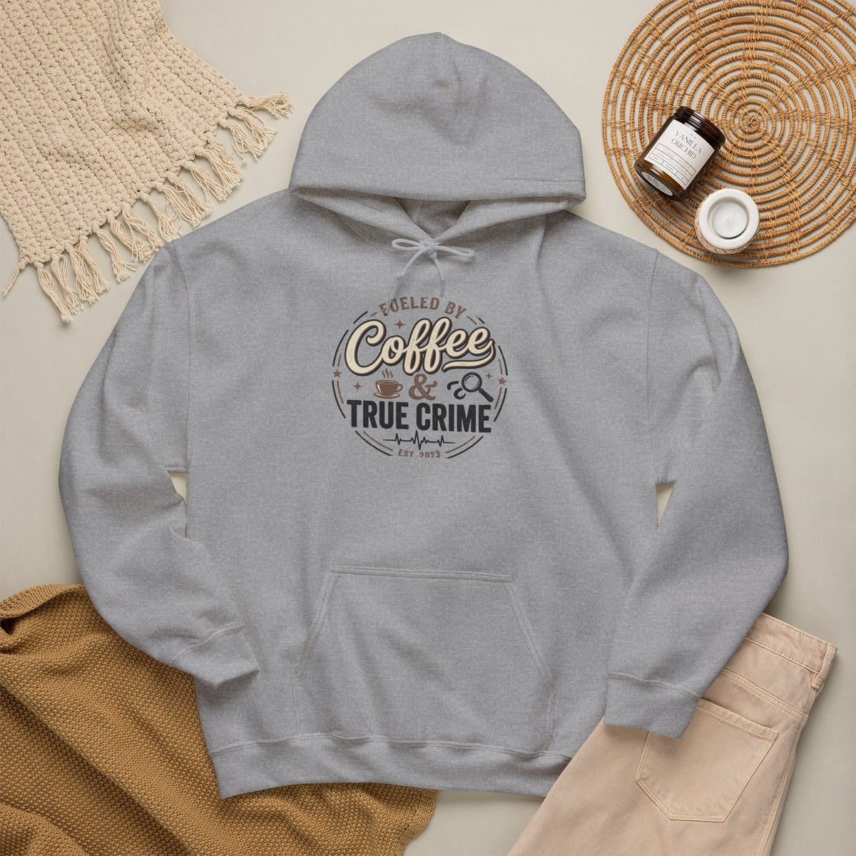 True Crime & Coffee Hoodie — 'Fueled by Coffee & True Crime' Pullover
