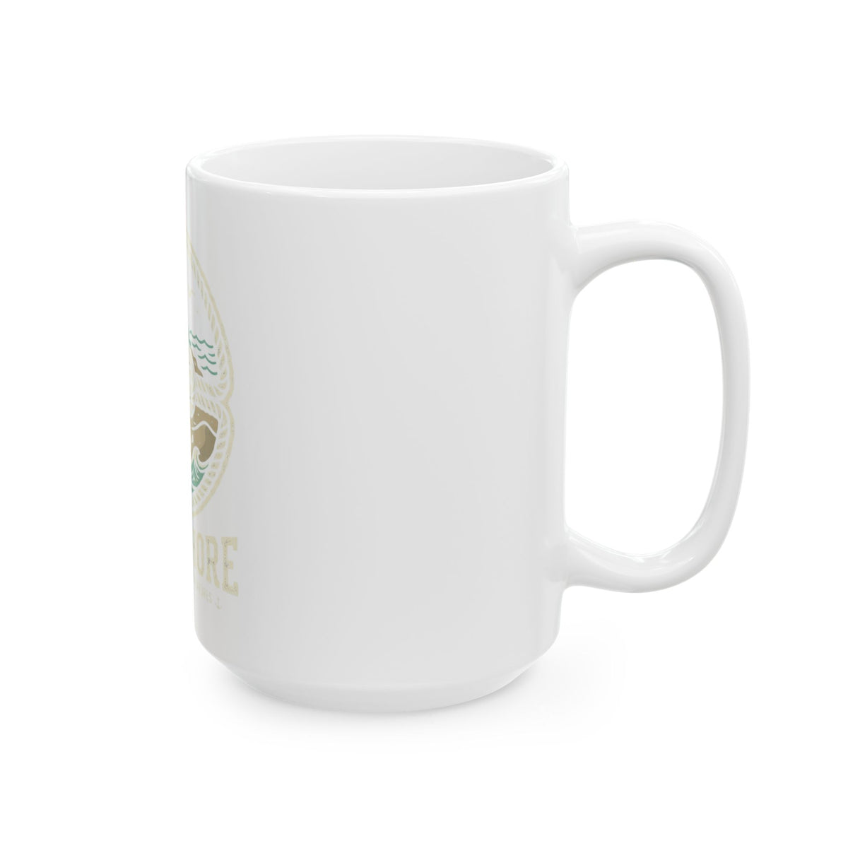 Nautical 'Knot Shore' Lighthouse Ceramic Mug — Coastal Coffee Cup (11oz/15oz)
