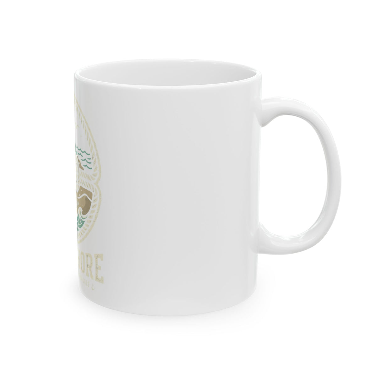 Nautical 'Knot Shore' Lighthouse Ceramic Mug — Coastal Coffee Cup (11oz/15oz)