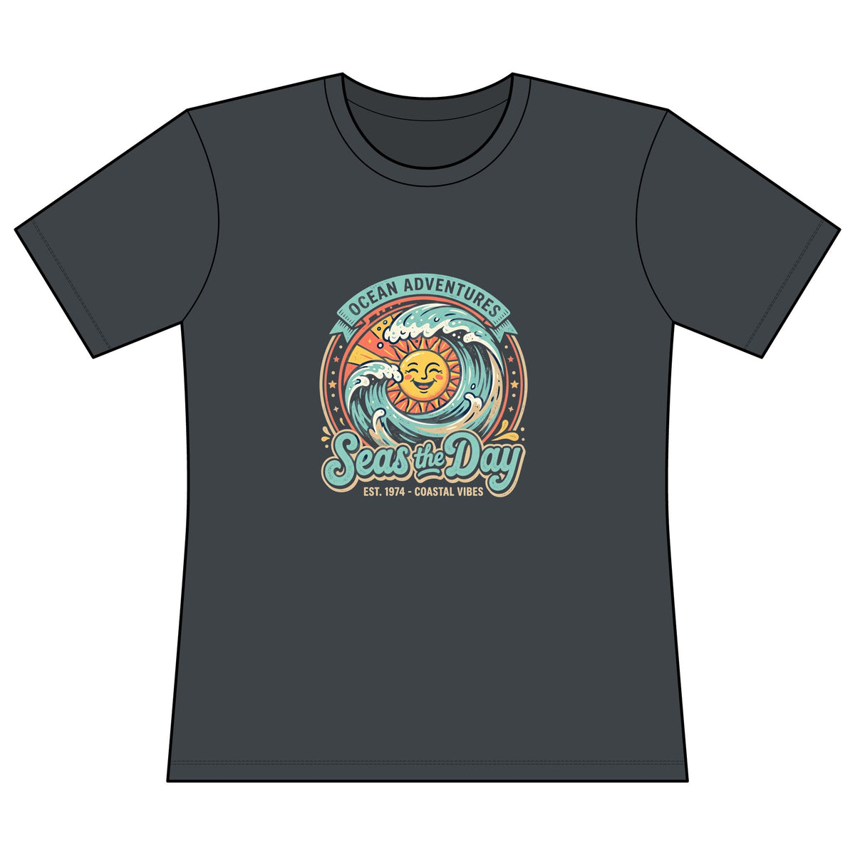 Women’s Fitted Concert Tee — Sunrise Seashells Graphic