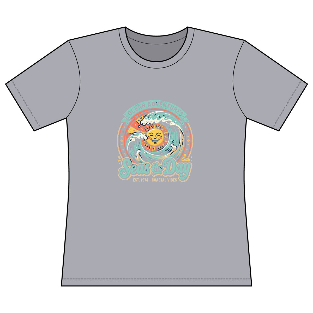 Women’s Fitted Concert Tee — Sunrise Seashells Graphic