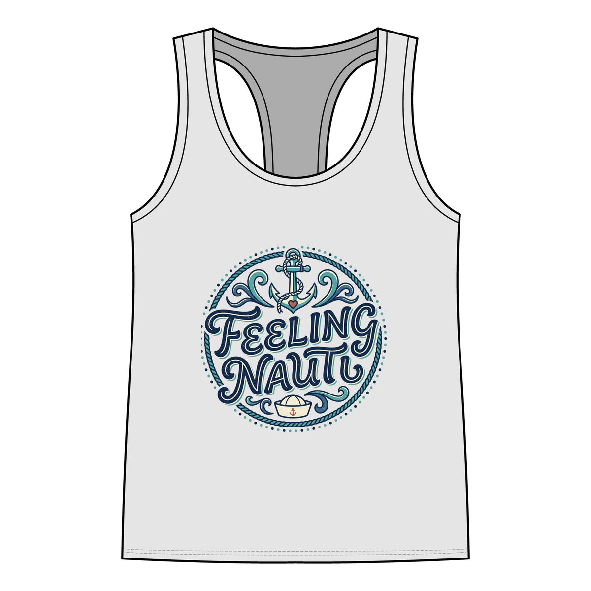 Feeling Nauty Racerback Tank - Women's Nautical Anchor Beach Tank Top