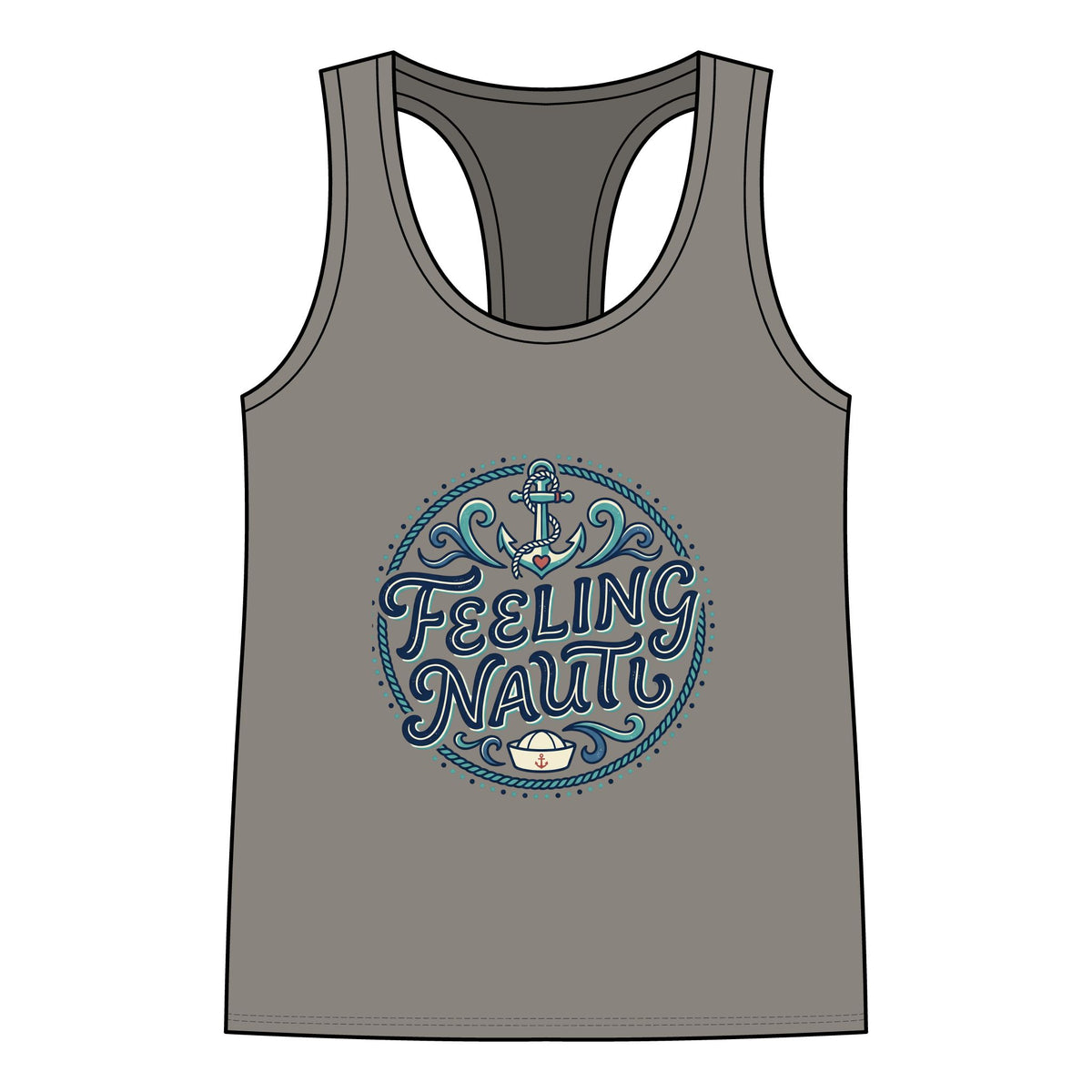 Feeling Nauty Racerback Tank - Women's Nautical Anchor Beach Tank Top