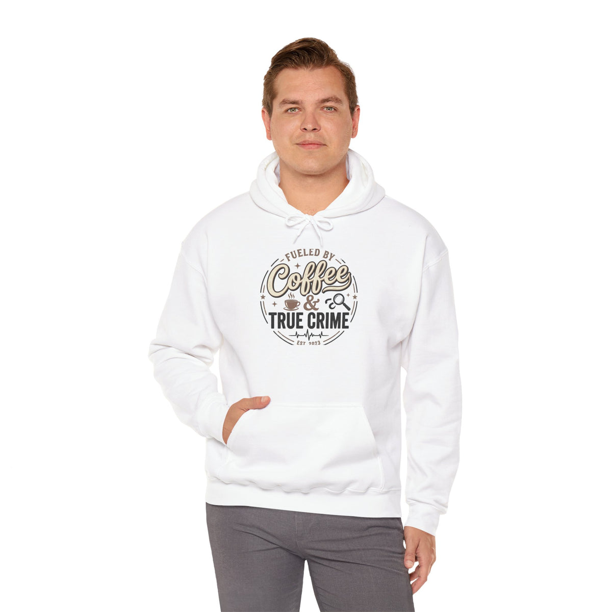 True Crime & Coffee Hoodie — 'Fueled by Coffee & True Crime' Pullover