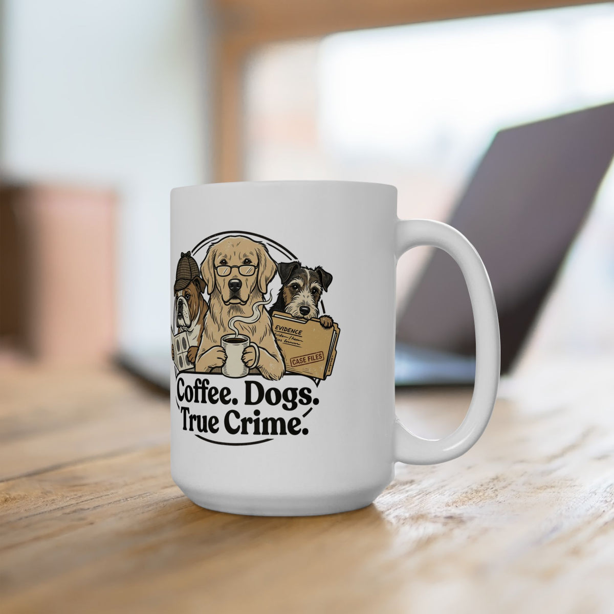 Bulldog Coffee Mug – 'Coffee: A True Detective' Ceramic Mug (11oz, 15oz)