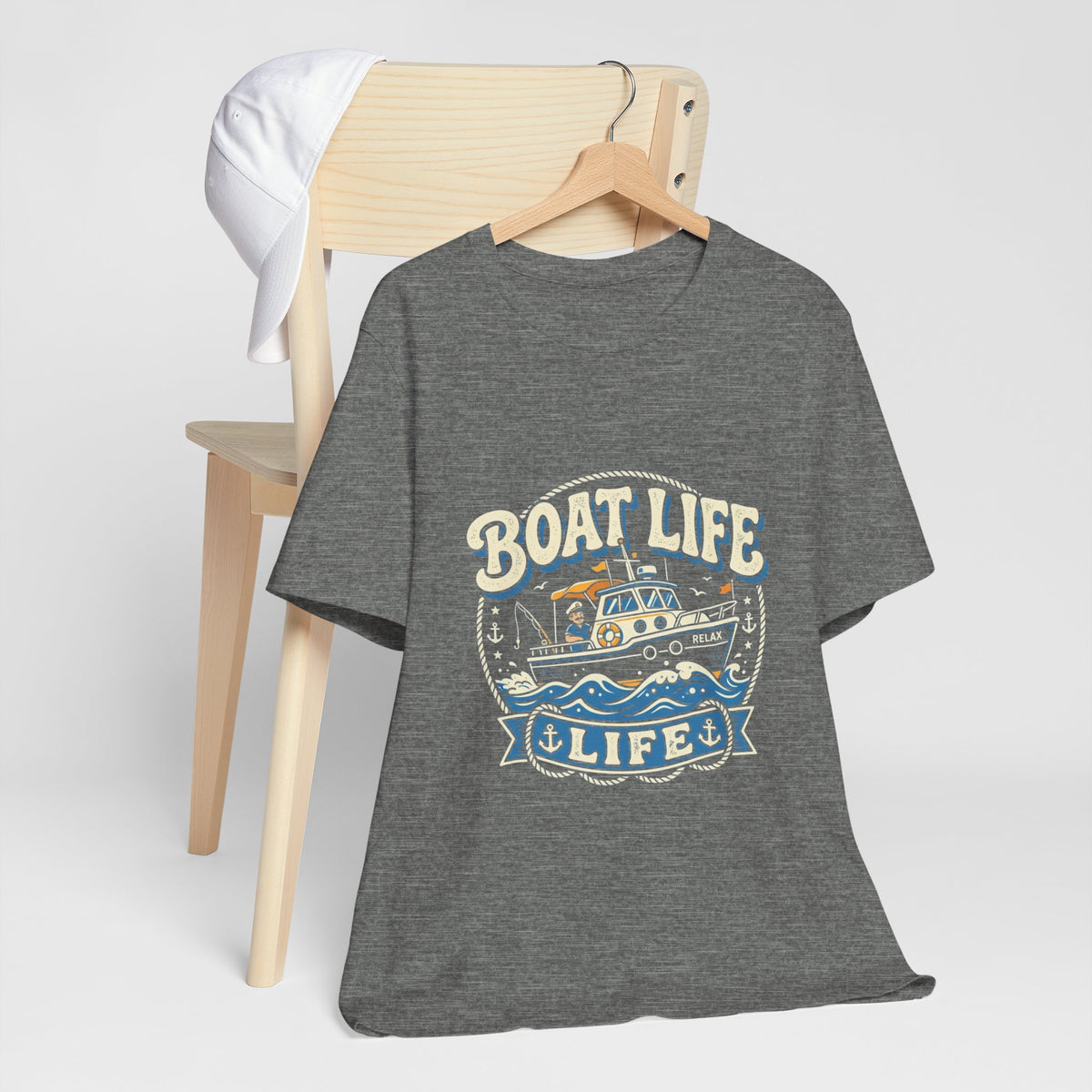 Boat Life T-Shirt — Vintage Nautical Crew Tee ("Boat Life")