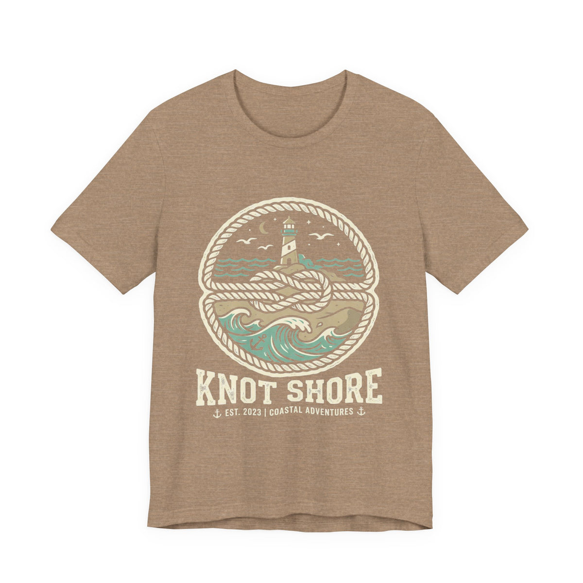 Knot Shore lighthouse rope waves T-Shirt | Coastal graphic tee
