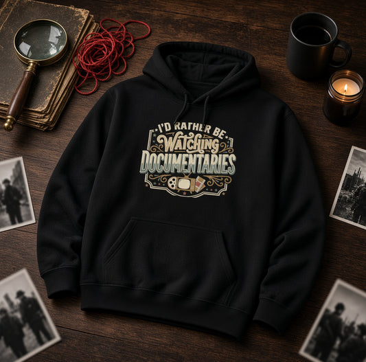 Documentary Lover Hoodie — "I'd Rather Be Watching Documentaries" Vintage Crewneck