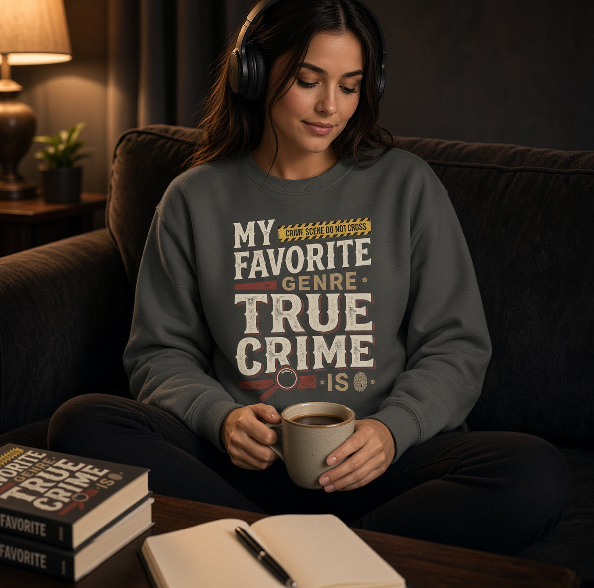 True Crime Sweatshirt - "My Favorite Genre Is True Crime" Graphic Pullover