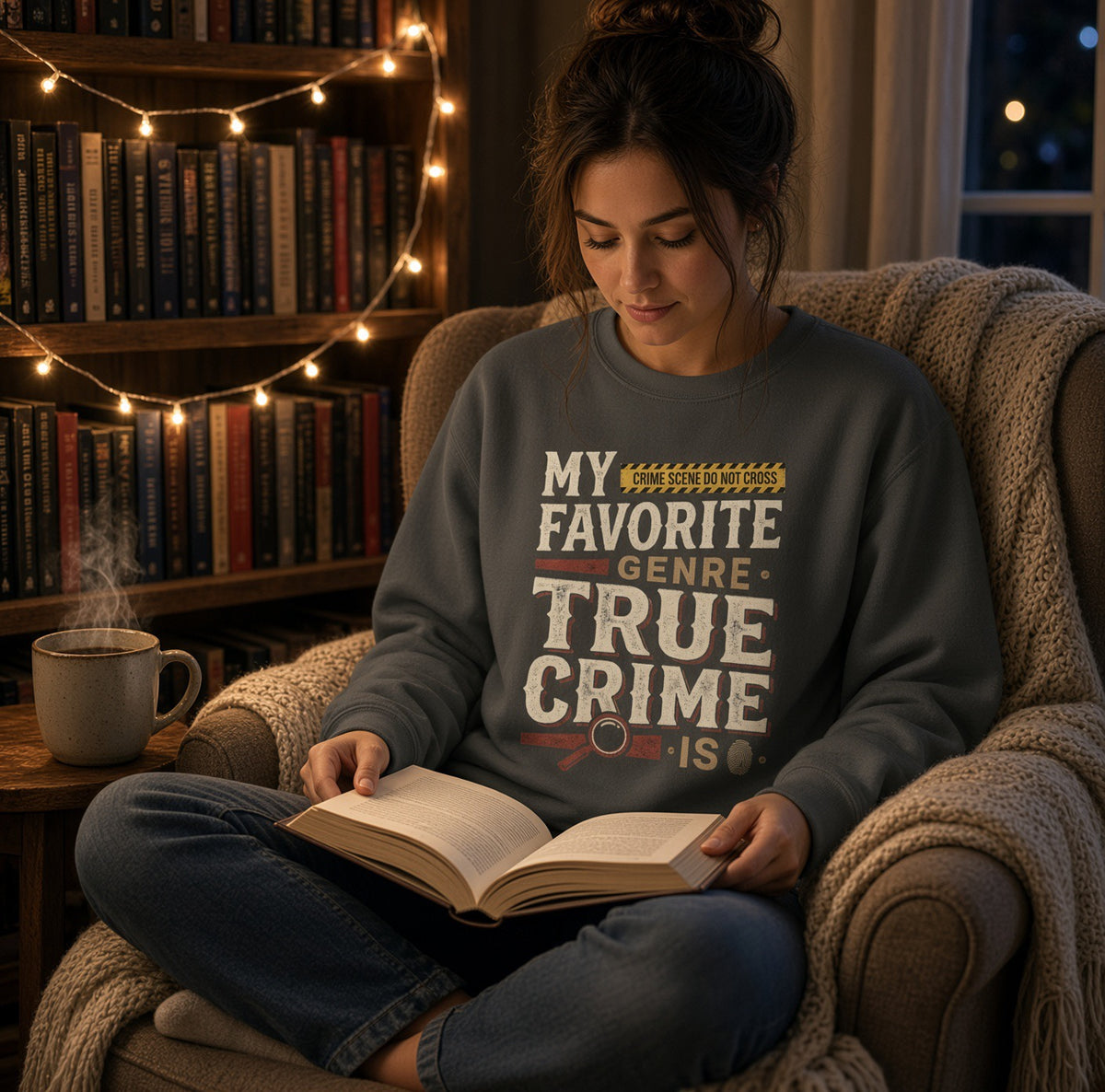 True Crime Sweatshirt - "My Favorite Genre Is True Crime" Graphic Pullover