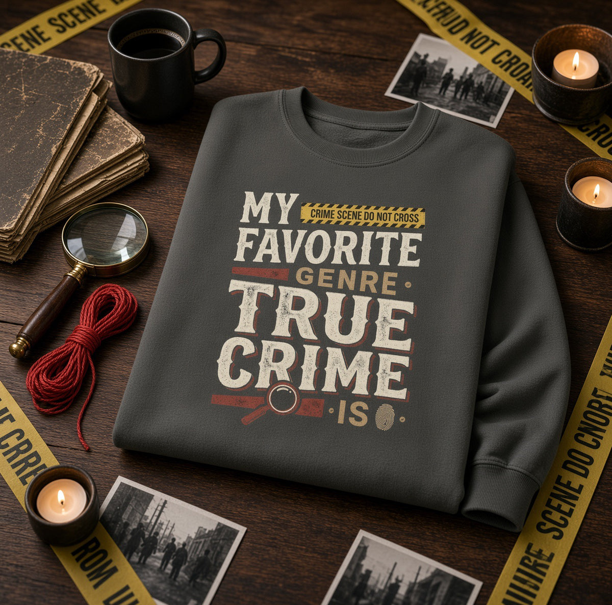 True Crime Sweatshirt - "My Favorite Genre Is True Crime" Graphic Pullover