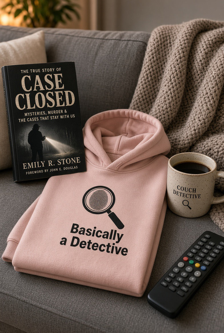 Detective Hoodie – "Basically a Detective." Magnifying Glass Graphic Hooded Sweatshirt