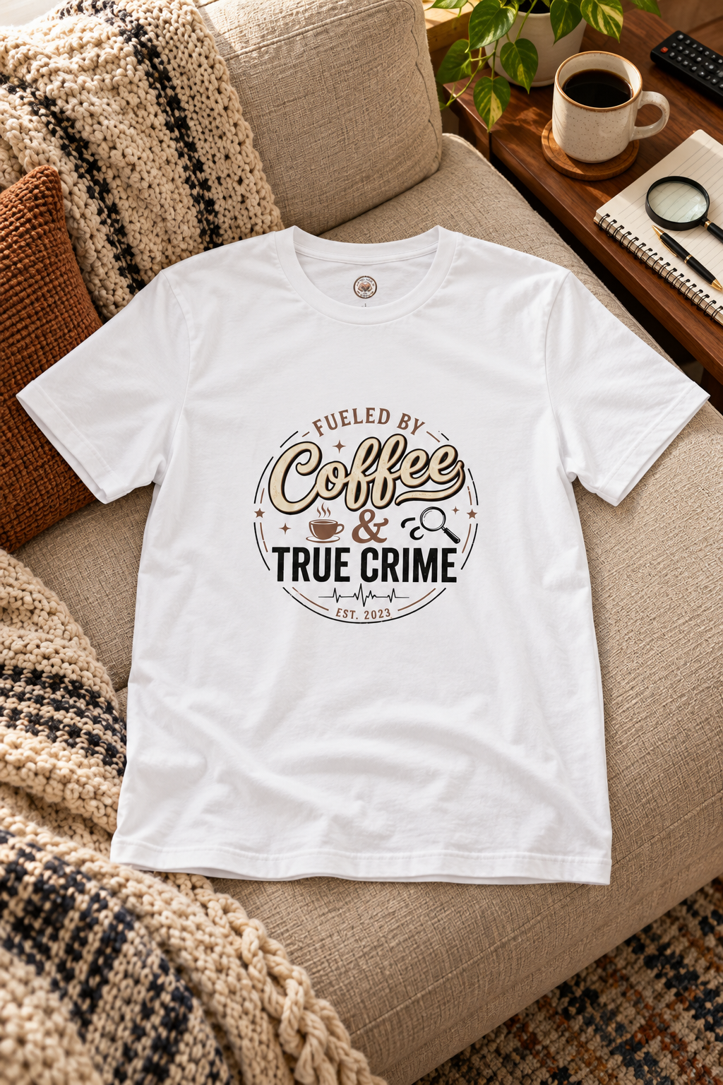 Coffee & True Crime Tee — Funny True Crime Shirt for Fans