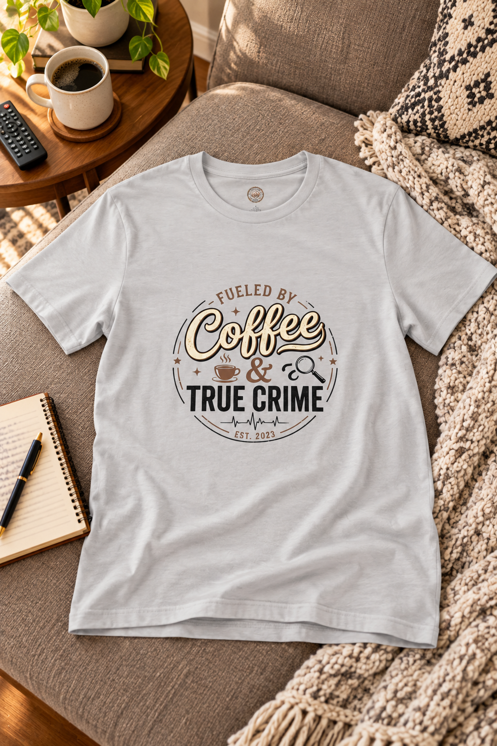 Coffee & True Crime Tee — Funny True Crime Shirt for Fans