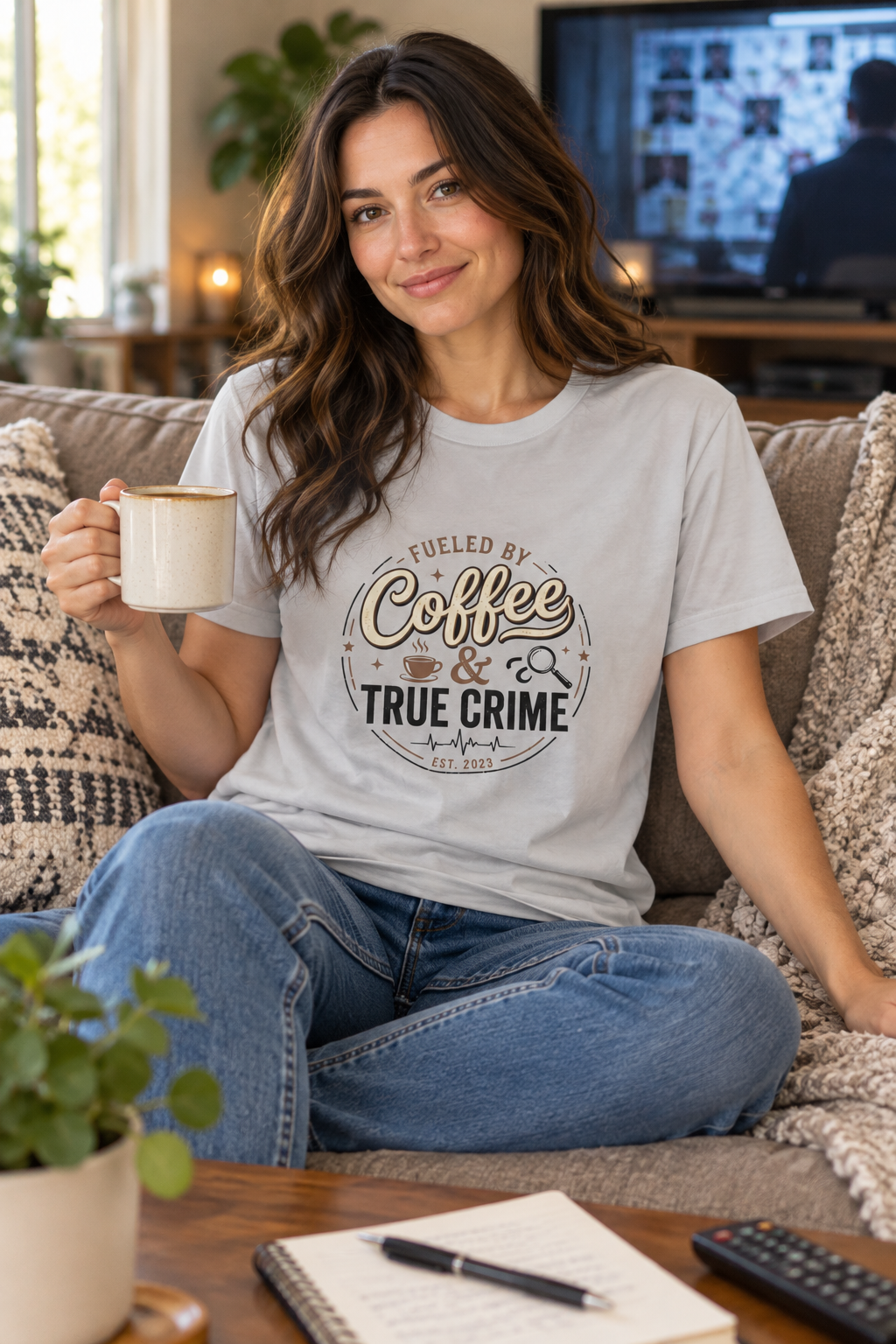 Coffee & True Crime Tee — Funny True Crime Shirt for Fans
