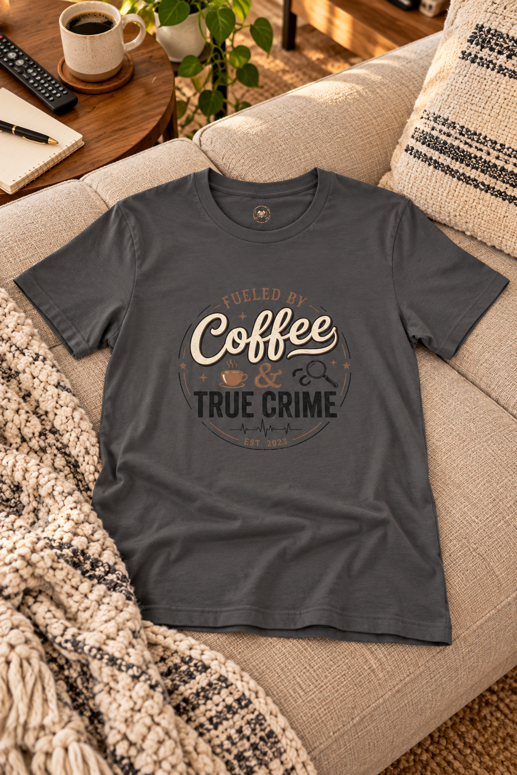 Coffee & True Crime Tee — Funny True Crime Shirt for Fans