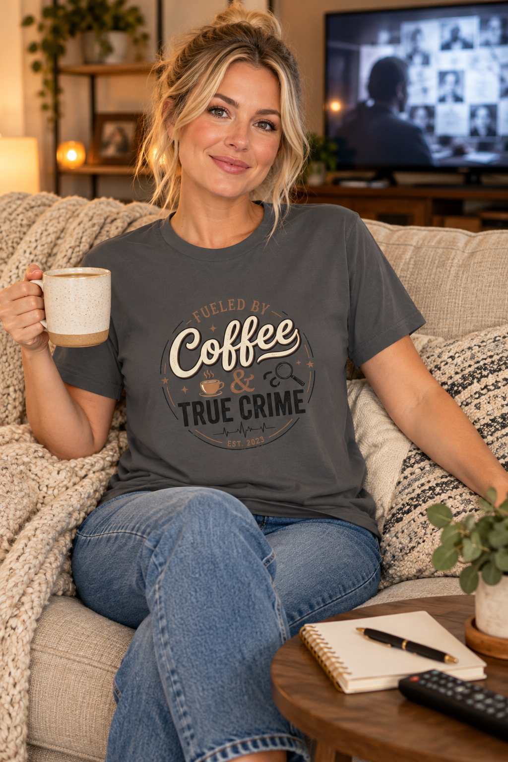 Coffee & True Crime Tee — Funny True Crime Shirt for Fans